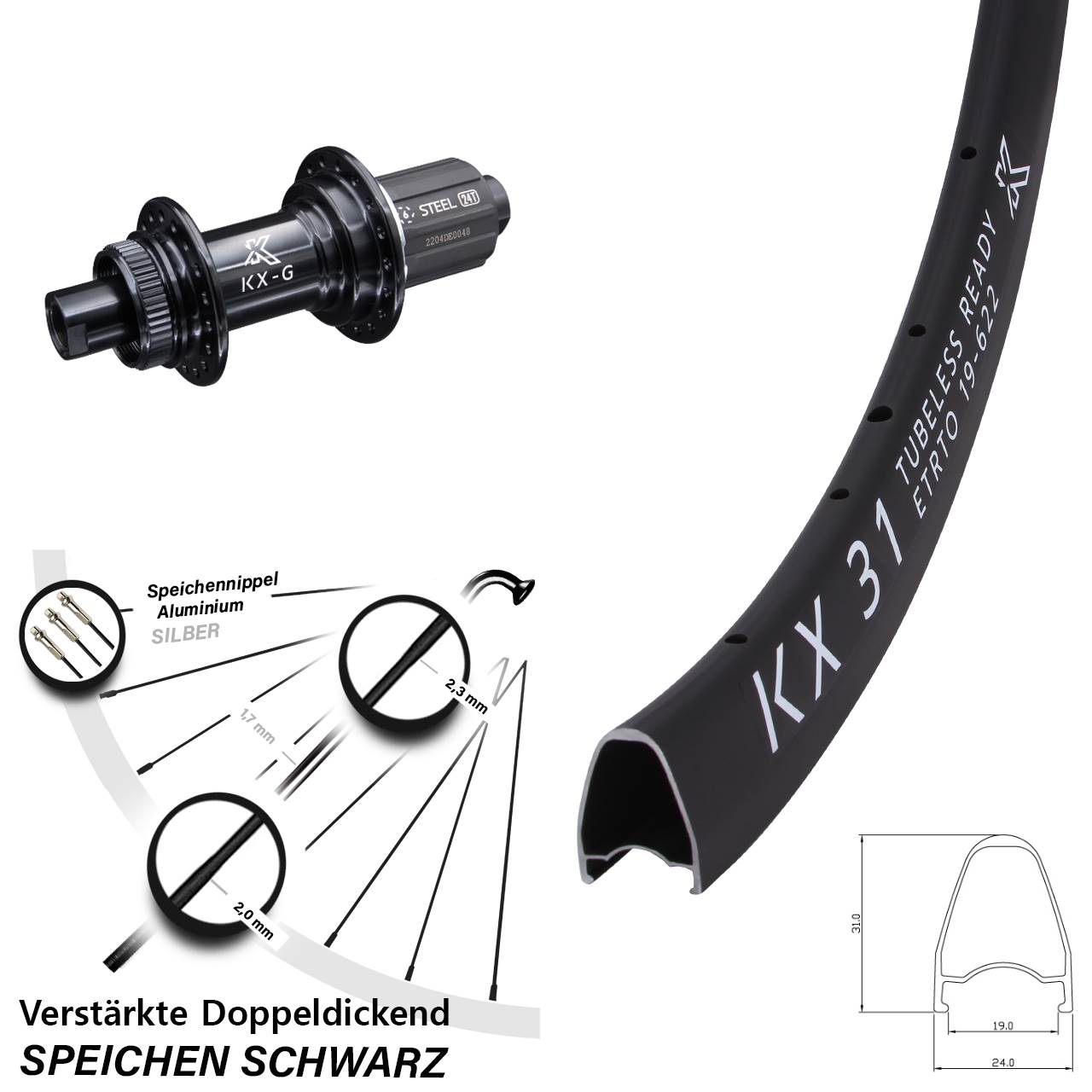 KX-GS 31 verstärkt 28 Zoll Disc Laufrad 12x142 8-12 fach HG
