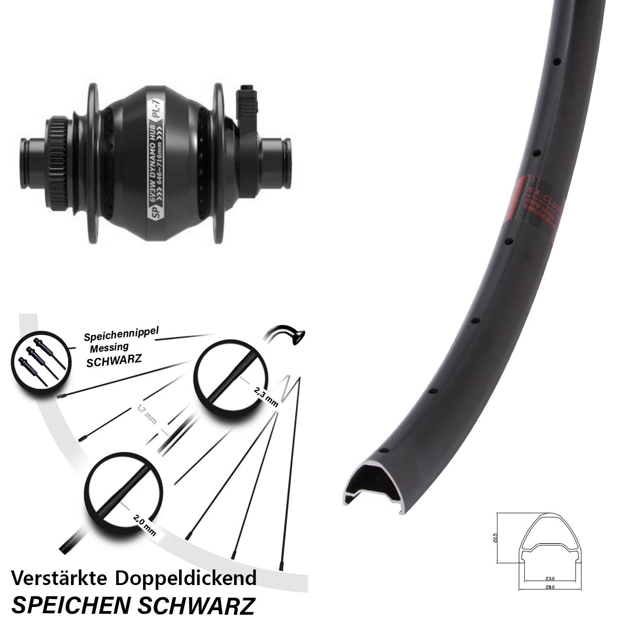 KX Clue Shutter PL-7 28-29 Zoll Nabendynamovorderrad Centerlock 12x100