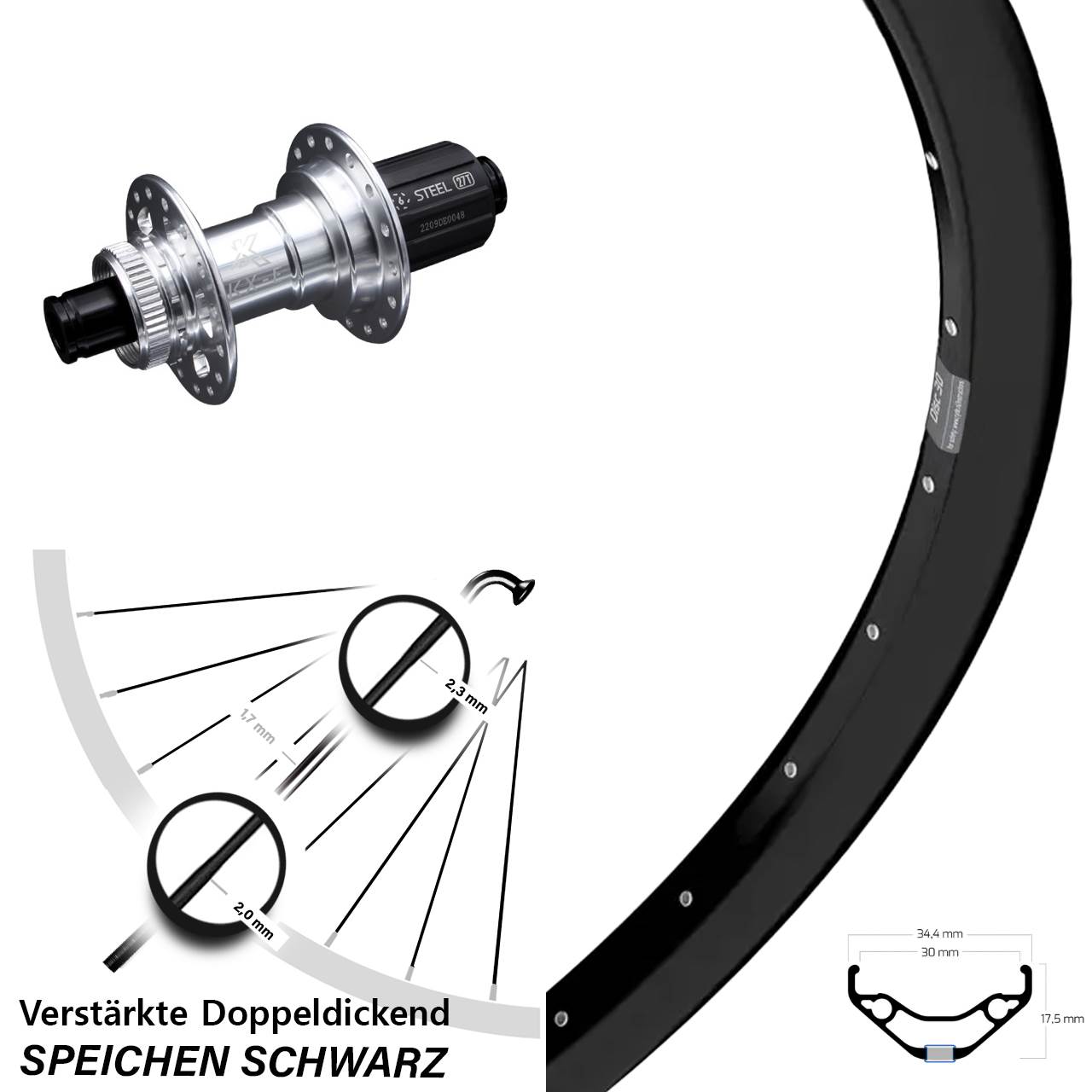 Ryde Disc 30 KX-E Heavy Duty 29 Zoll Centerlock Hinterrad 12x142 8-12 fach