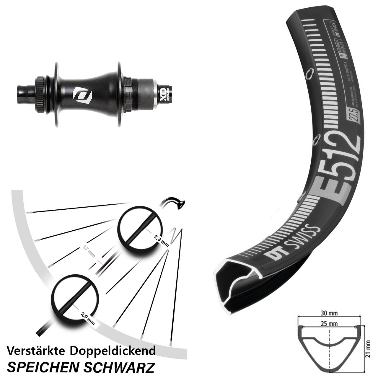 29 Zoll DT Swiss E512 Syncros Boost SRAM XD Hinterrad Centerlock 12x148