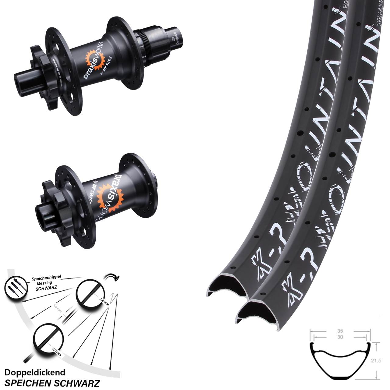 Laufradsatz 6-Loch 29 Zoll KX-R Mountain-350 DT Swiss 350 Ratchet 36 SRAM XD 15x100 12x142