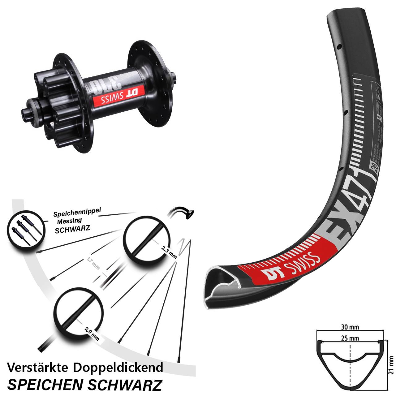 29 Zoll DT Swiss EX 471 DT Swiss 370 Vorderrad 6-Loch für Schnellspanner