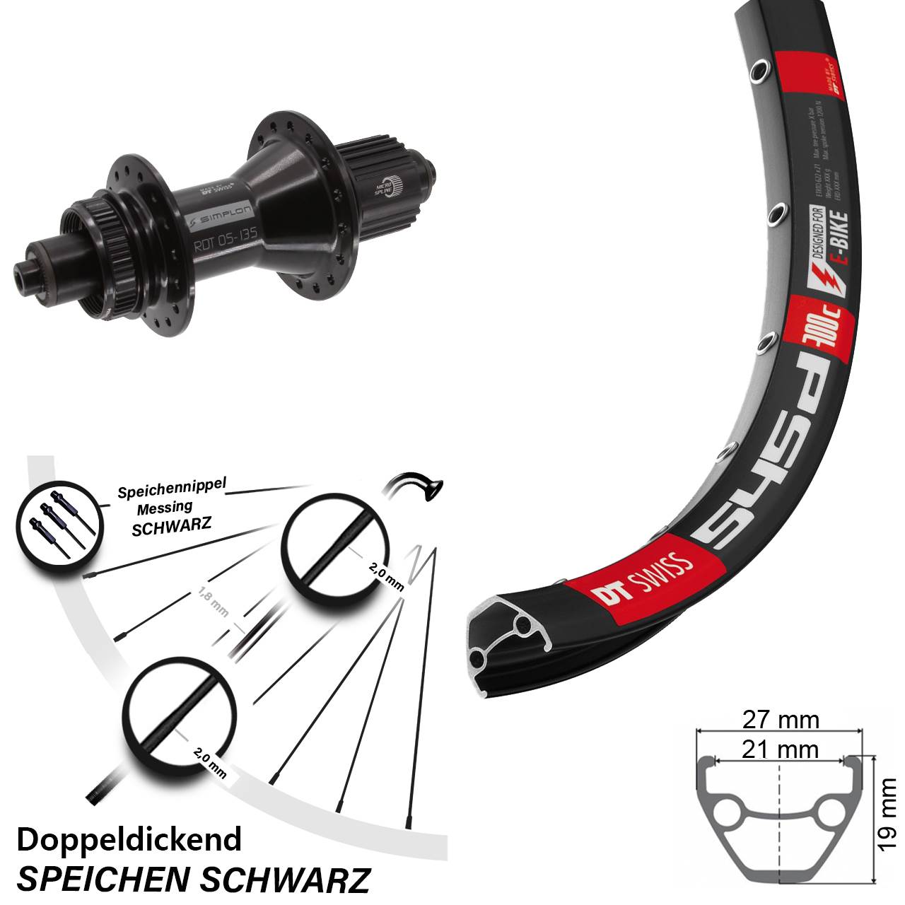26 Zoll DT Swiss 545-370 Hybrid Centerlock Hinterrad QR Shimano Micro Spline