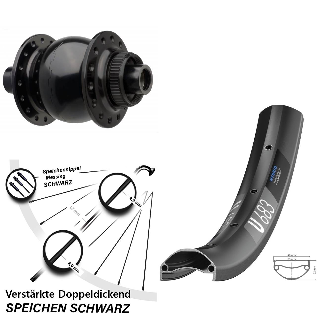 Boost Centerlock Dynamo-Vorderrad 15x110 27,5 Zoll DT Swiss U683 SON 28