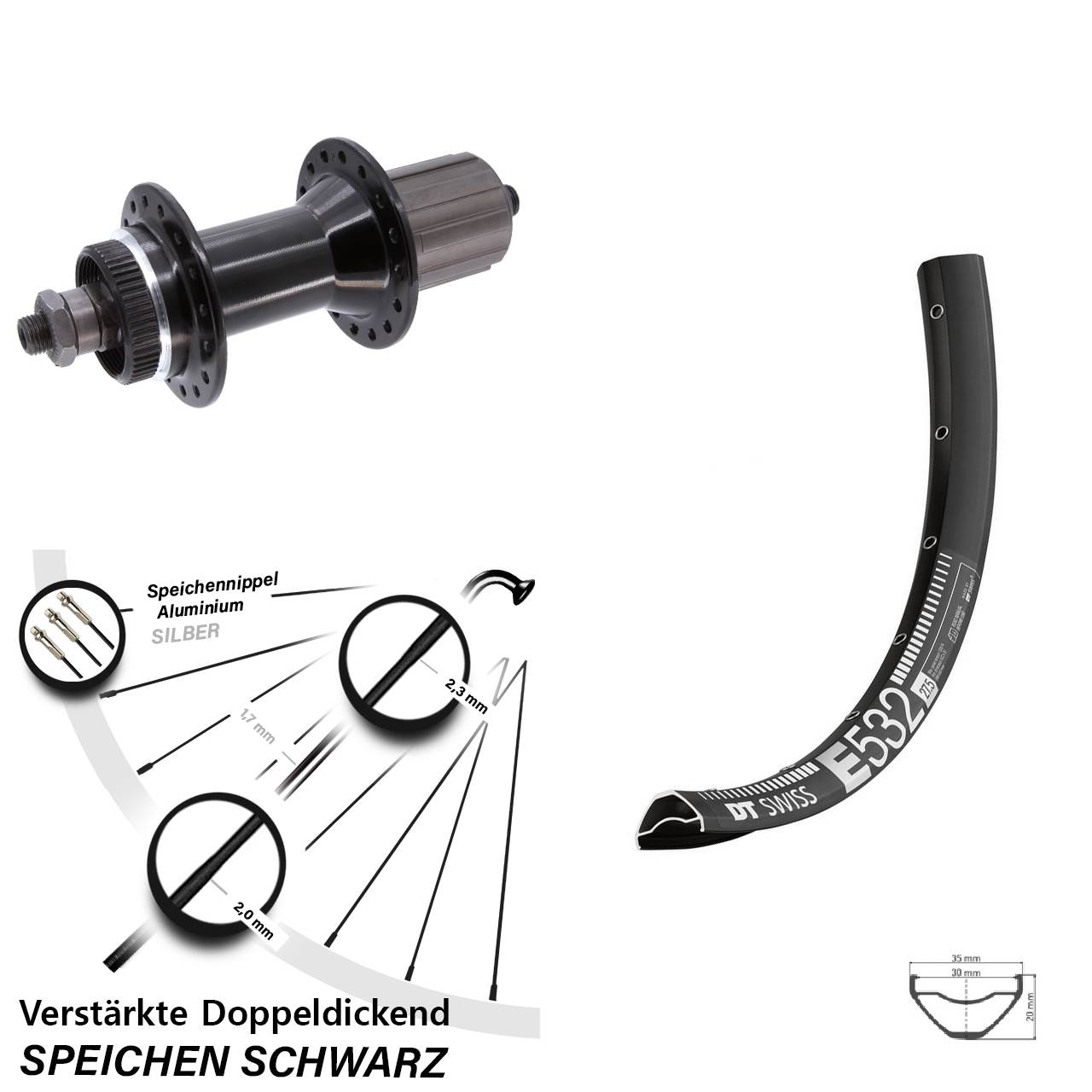 Disc Laufrad QR 27,5 Zoll DT Swiss E532 Joytech D762TSE Centerlock 5x135 mm 8-11 fach