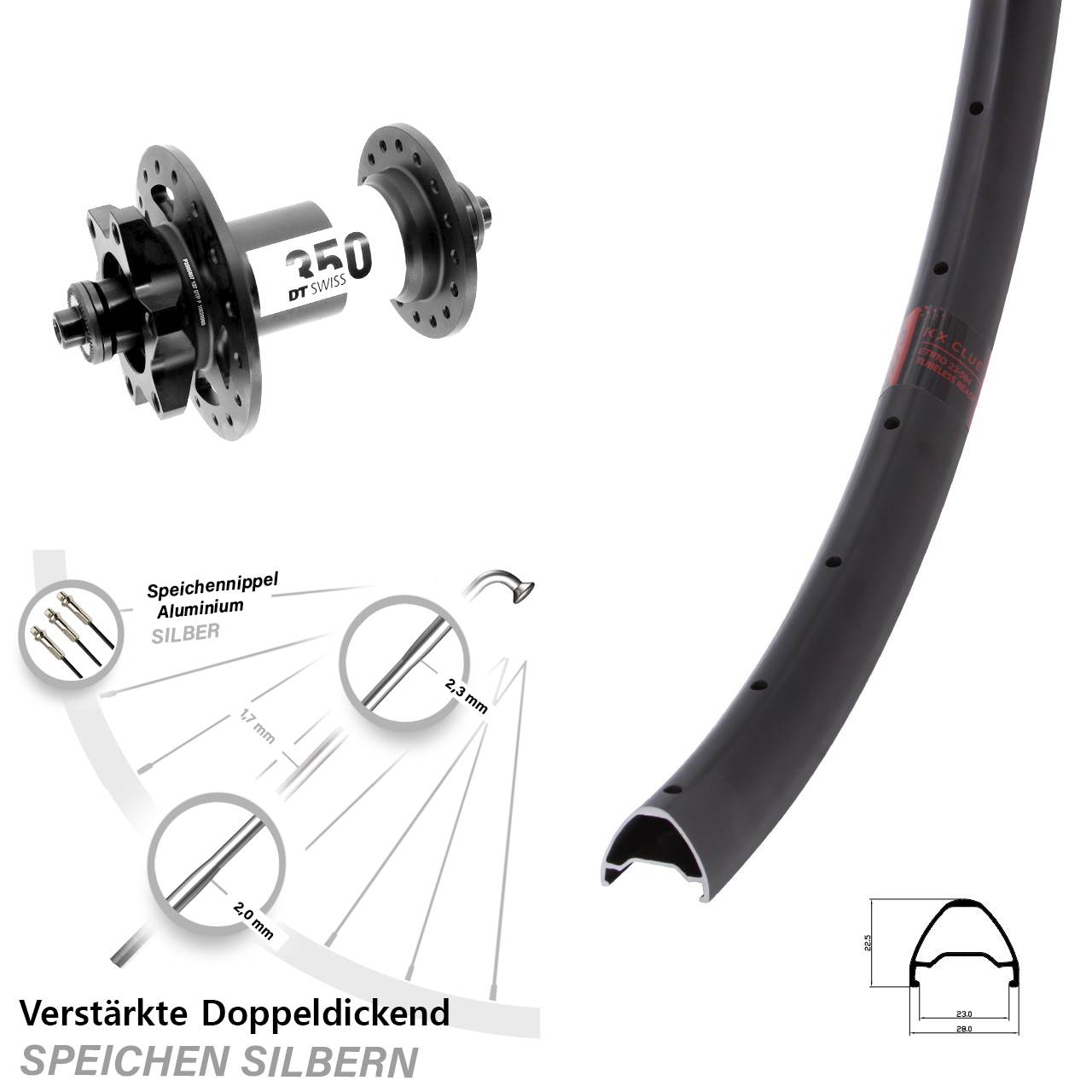 28-29 Zoll KX Clue DT Swiss 350 Disc Laufrad für Schnellspanner