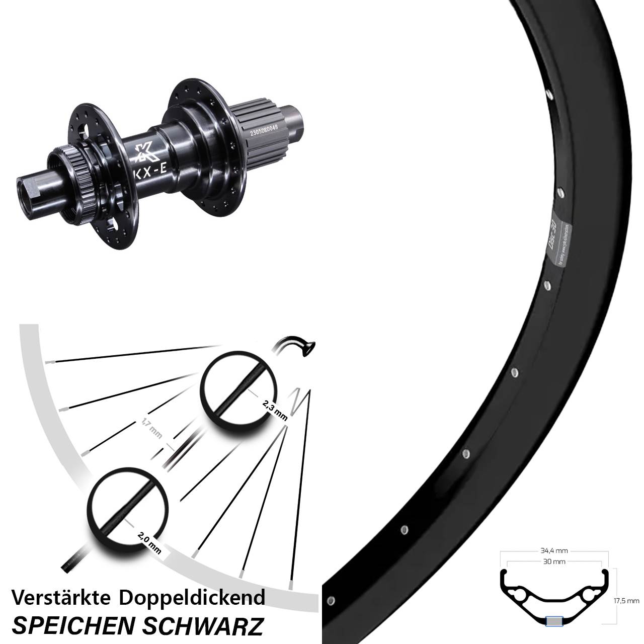 Hinterrad 29 Zoll Ryde Disc 30 KX-E Micro Spline 12x142