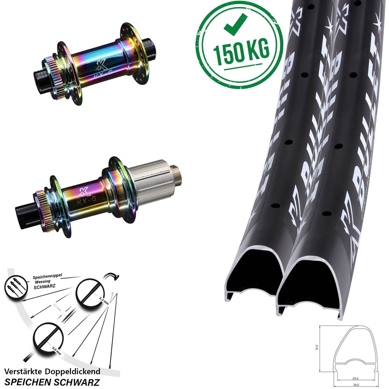 KX-G Bullet OS Oilslick 28 Zoll Laufradsatz Centerlock 12x100/142 8-12 fach