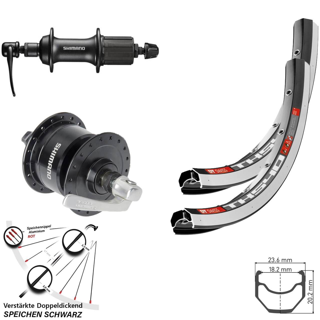 Laufradsatz QR 28 Zoll DT Swiss TK 540 Shimano DH-3N72 FH-T3000 8-11 fach