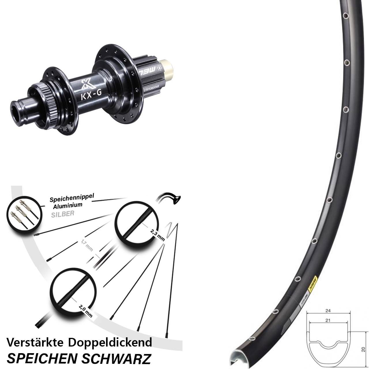 Hinterrad 29 Zoll Mavic XC621 KX-G Centerlock Campagnolo N3W schwarz 12x142