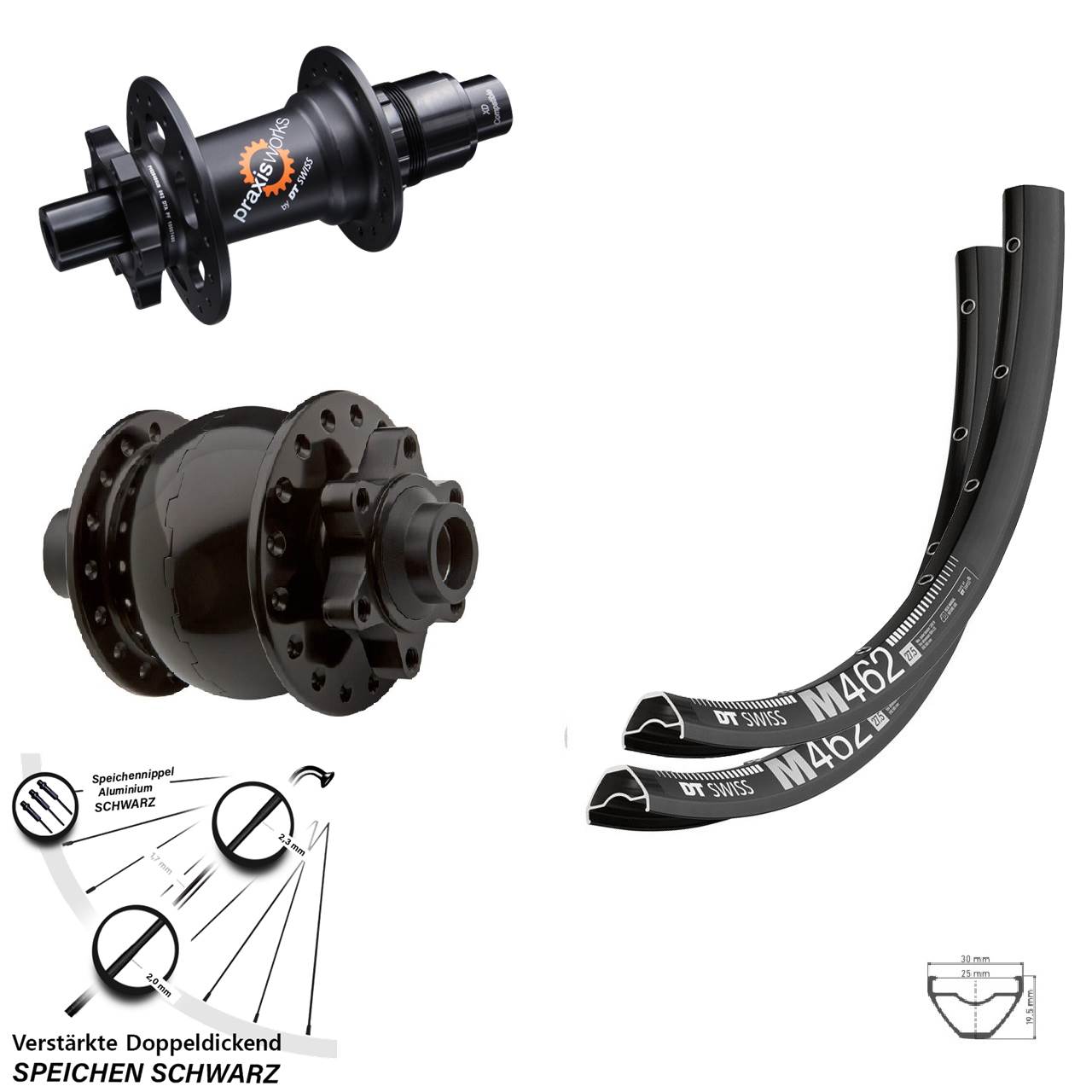 6-Loch Laufradsatz 15x100 12x142 650B DT Swiss M 462-350 SL SON 28 XD 11-12 fach