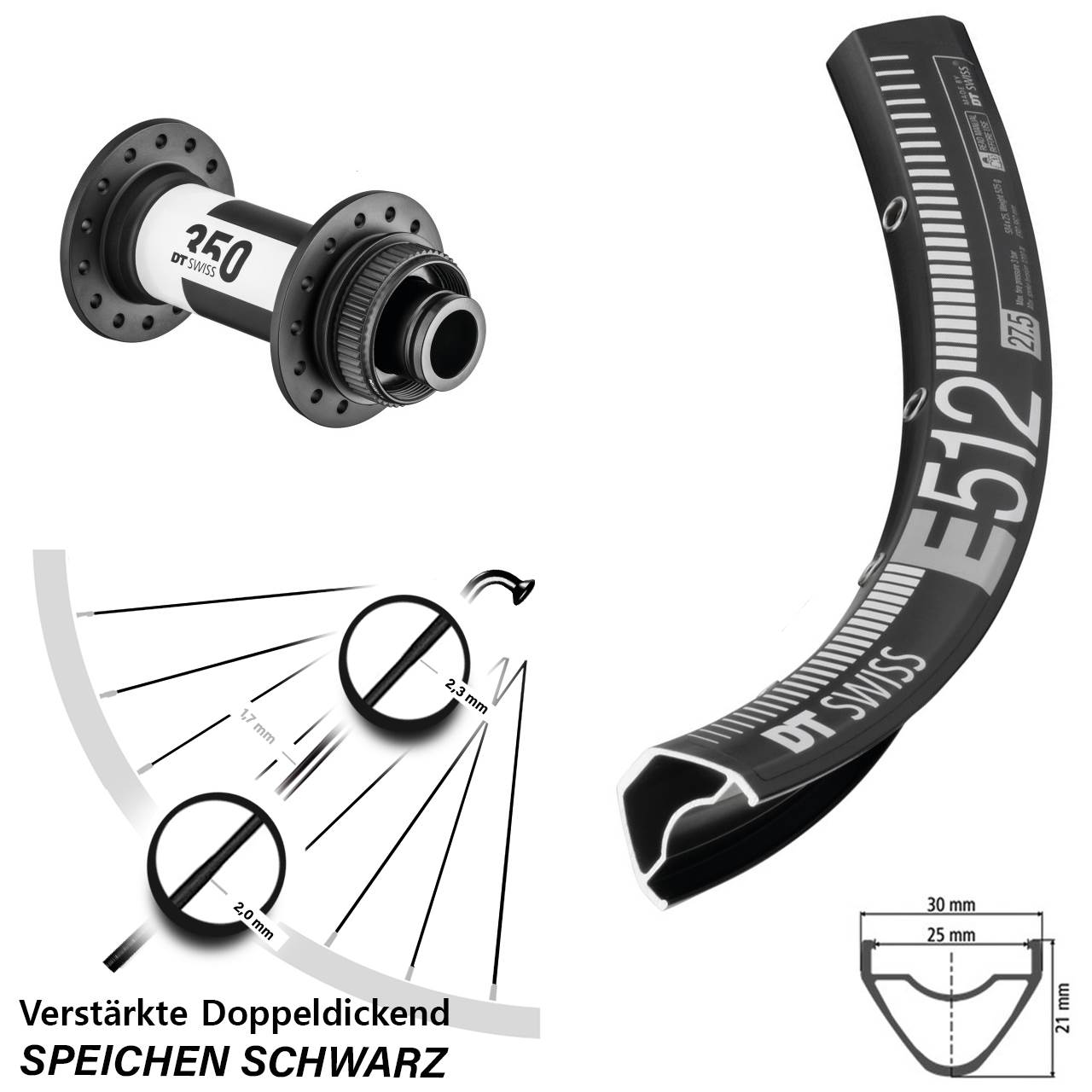 Centerlock 29 Zoll Vorderrad DT Swiss E512-350 15x110 Boost