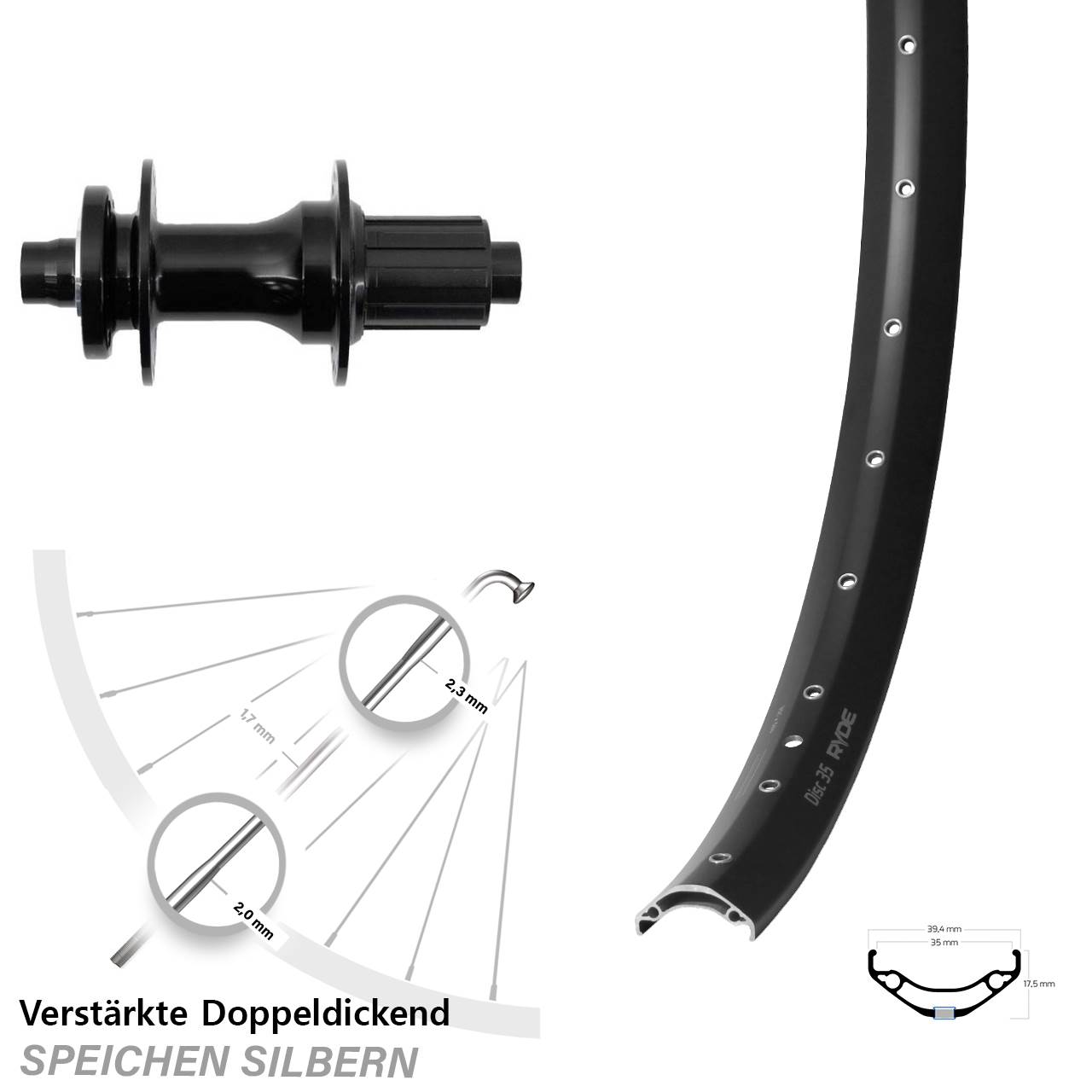 Hinterrad 6-Loch 29 Zoll Ryde Disc 35 Fastace 8-12 fach HG 12x148