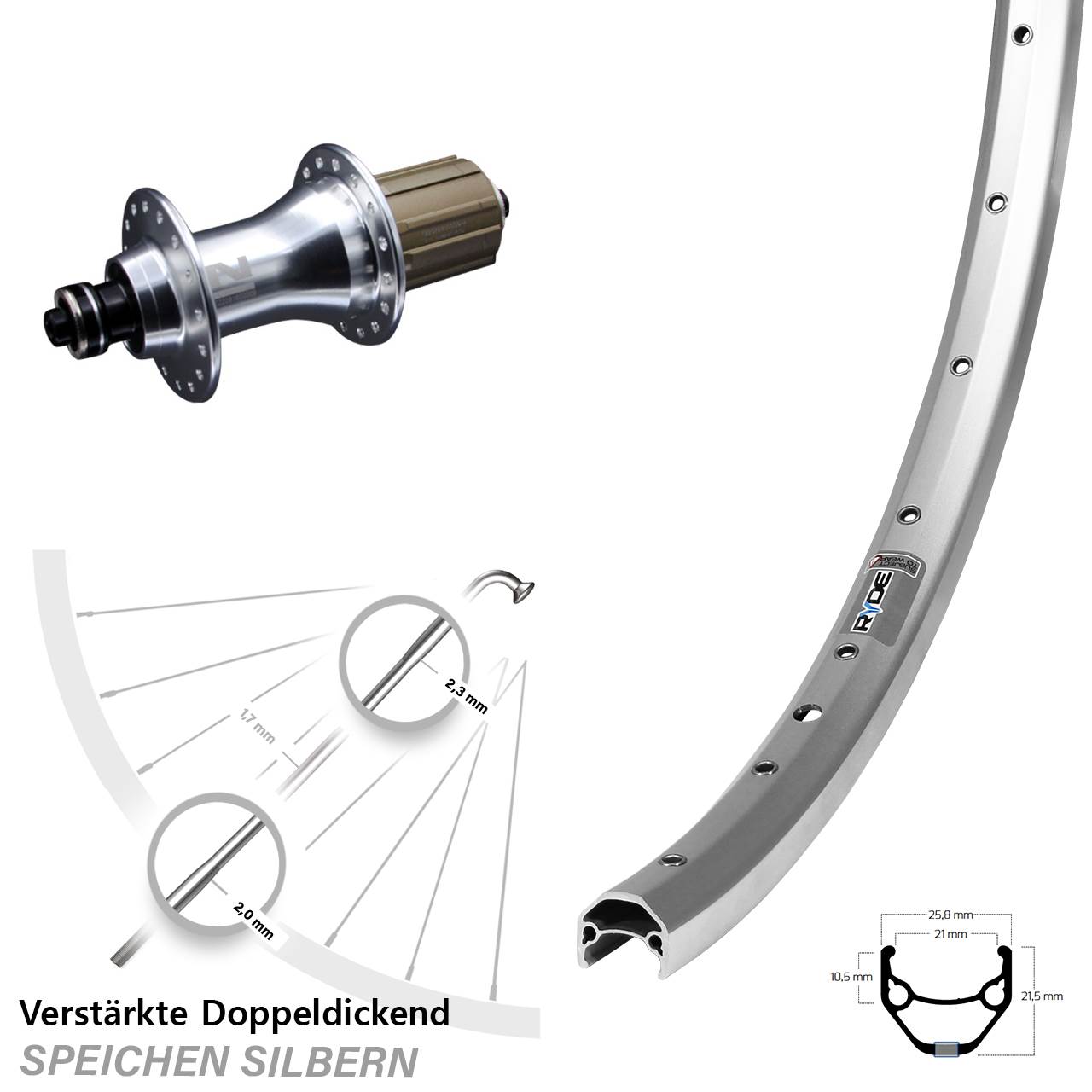 Ryde ZAC 421 Novatec F162 28 Zoll Hinterrad QR 8-12 fach