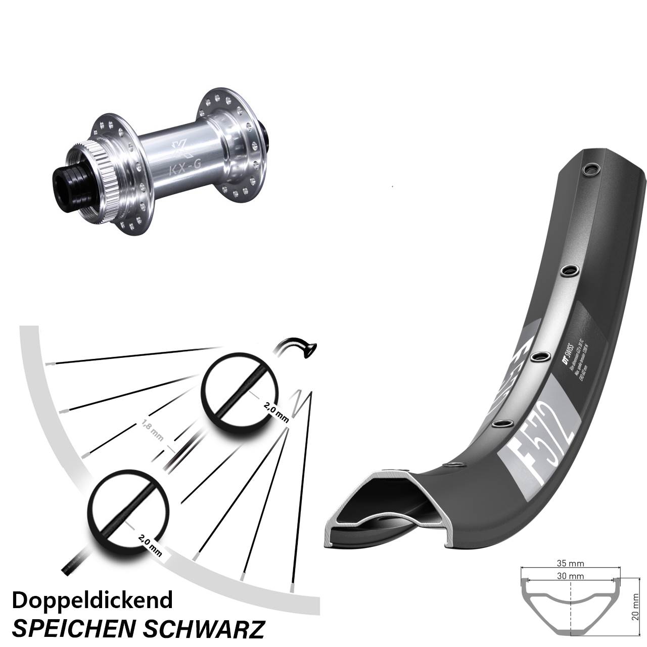 29 Zoll DT Swiss F 572 KX-G Vorderrad Centerlock 15x100