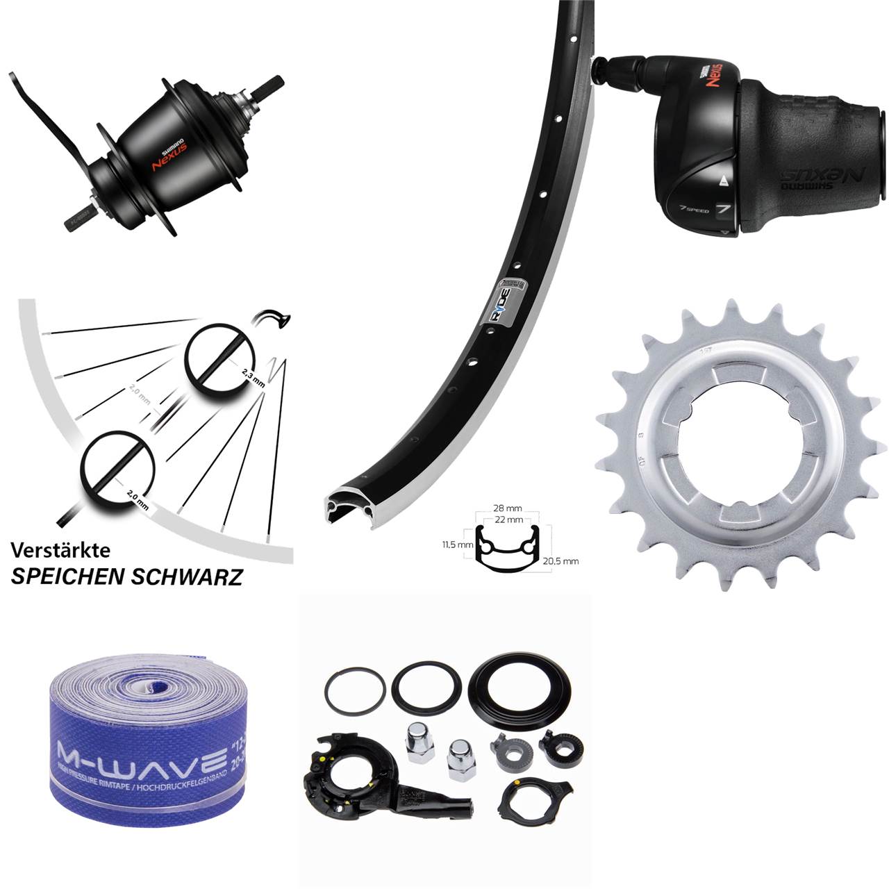 27,5 Zoll Hinterrad Ryde Andra 35 Shimano Nexus SG-C3001 7 Gang Rücktritt schwarz