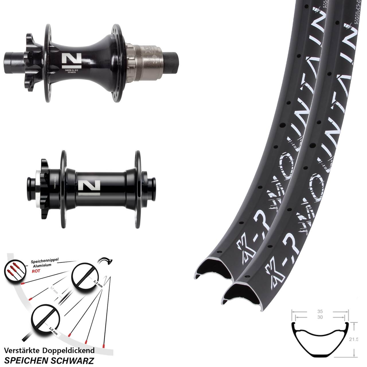 27,5 Zoll KX-R Mountain Novatec D041 D462SB Disc Laufradsatz 15x110 12x148 SRAM XD