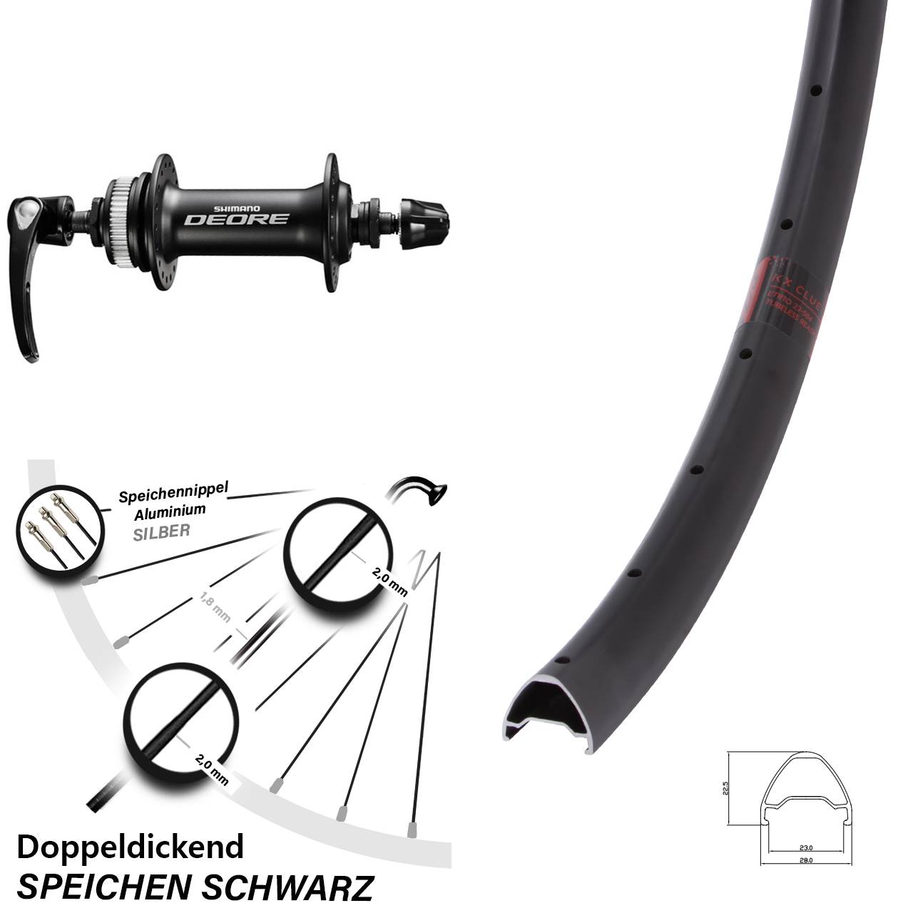 KX Clue Shimano HB-M6000 26 Zoll Vorderrad Centerlock QR