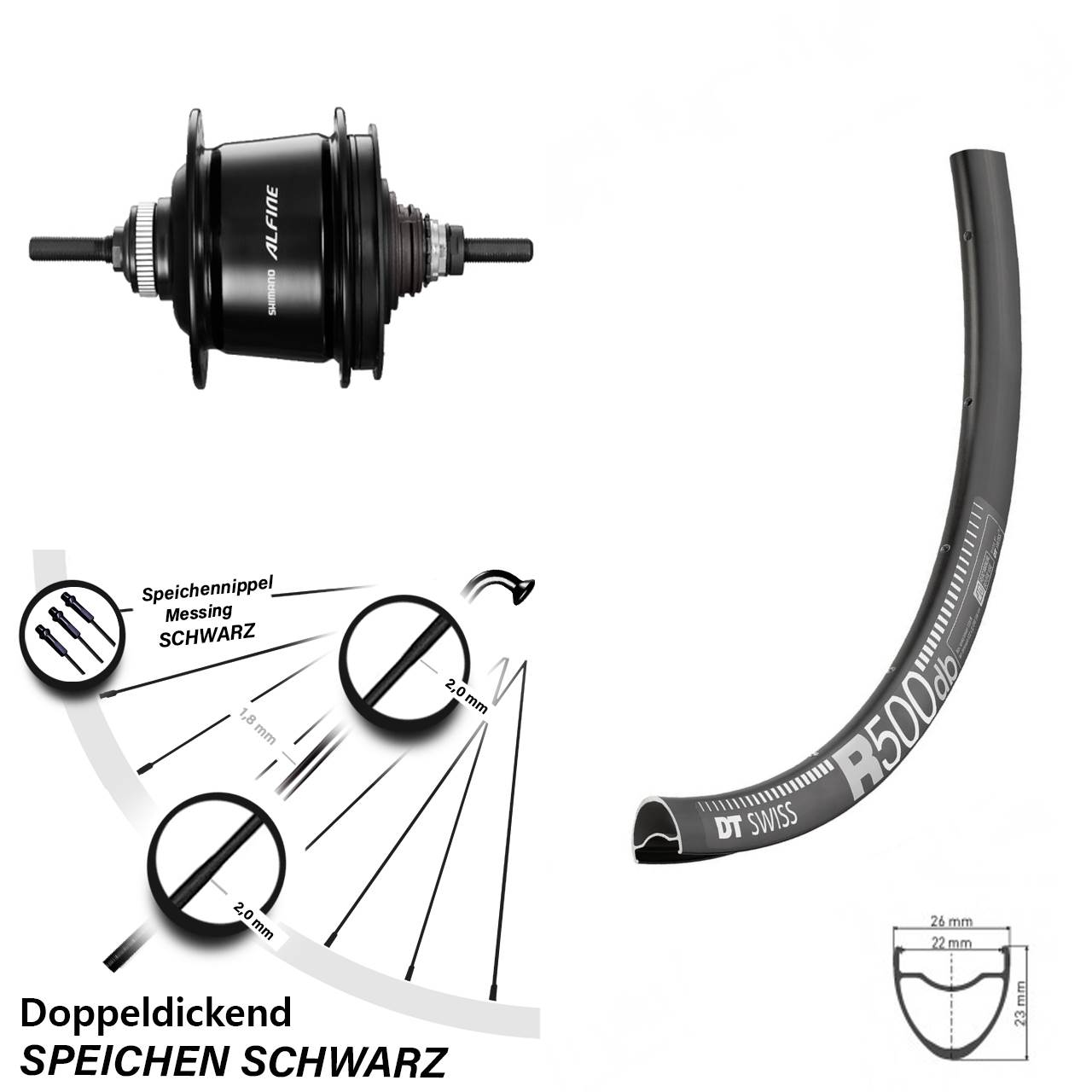 DT Swiss R500 28-29 Zoll Shimano Alfine 8 Gang Hinterrad