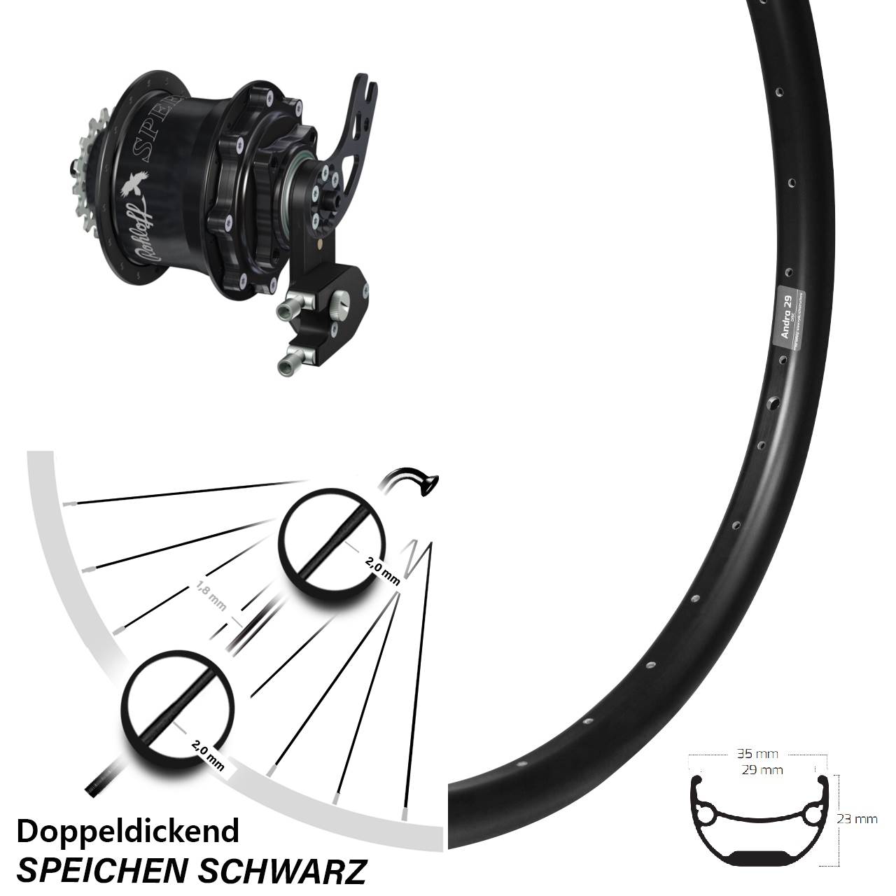 Disc Laufrad Ryde Andra 29 Zoll Rohloff Speedhub 500/14 CC DB PM