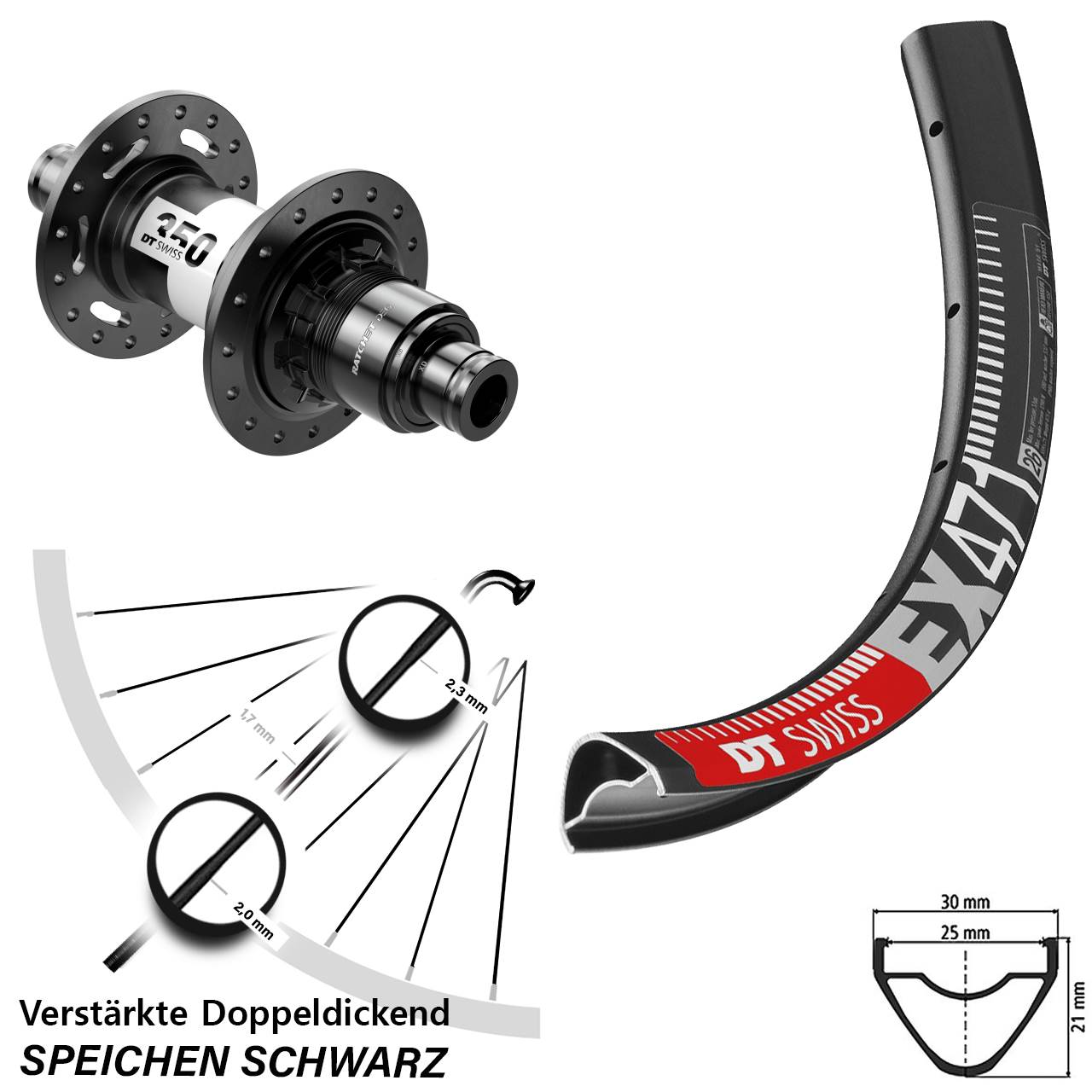 DT Swiss EX471-350 DEG 72 650B Disc Hinterrad 12x148 XD 11-12 fach