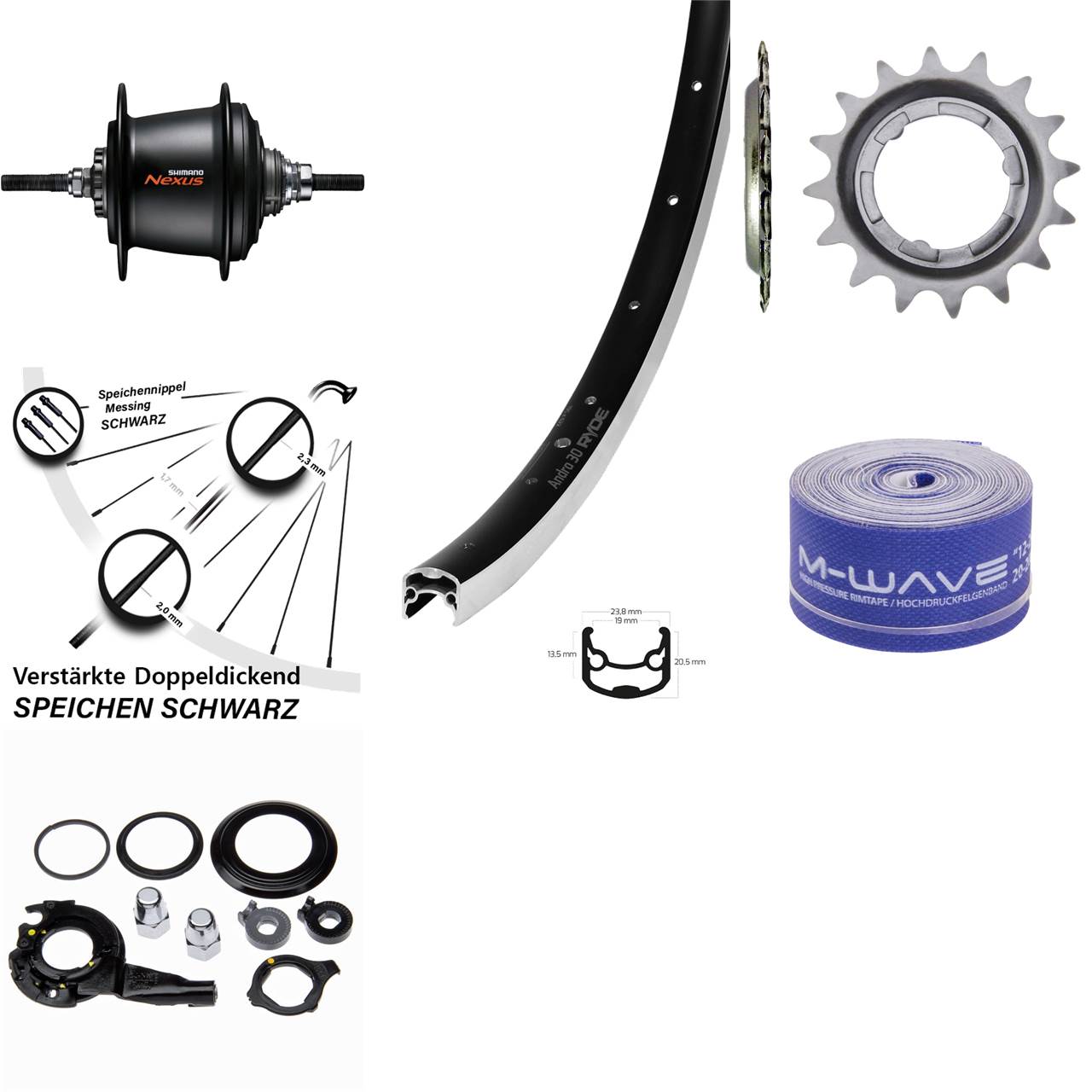 Ryde Andra 30 Hinterrad 28 Zoll Shimano Nexus 7 Gang Freilauf