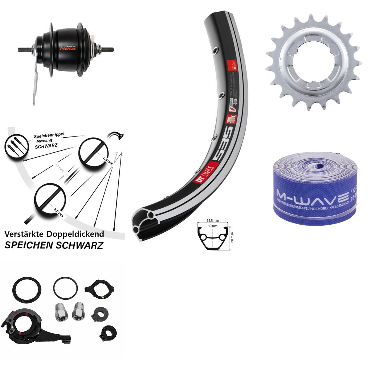 28 Zoll Hinterrad DT 535 Shimano Nexus 8 Gang mit Rücktrittbremse