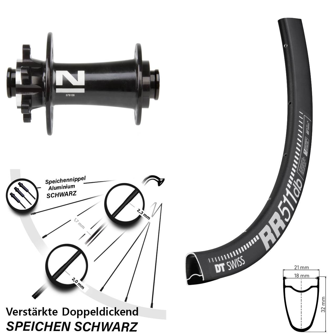 28 Zoll DT Swiss RR 511 Novatec D791 Vorderrad 6-Loch 15x100