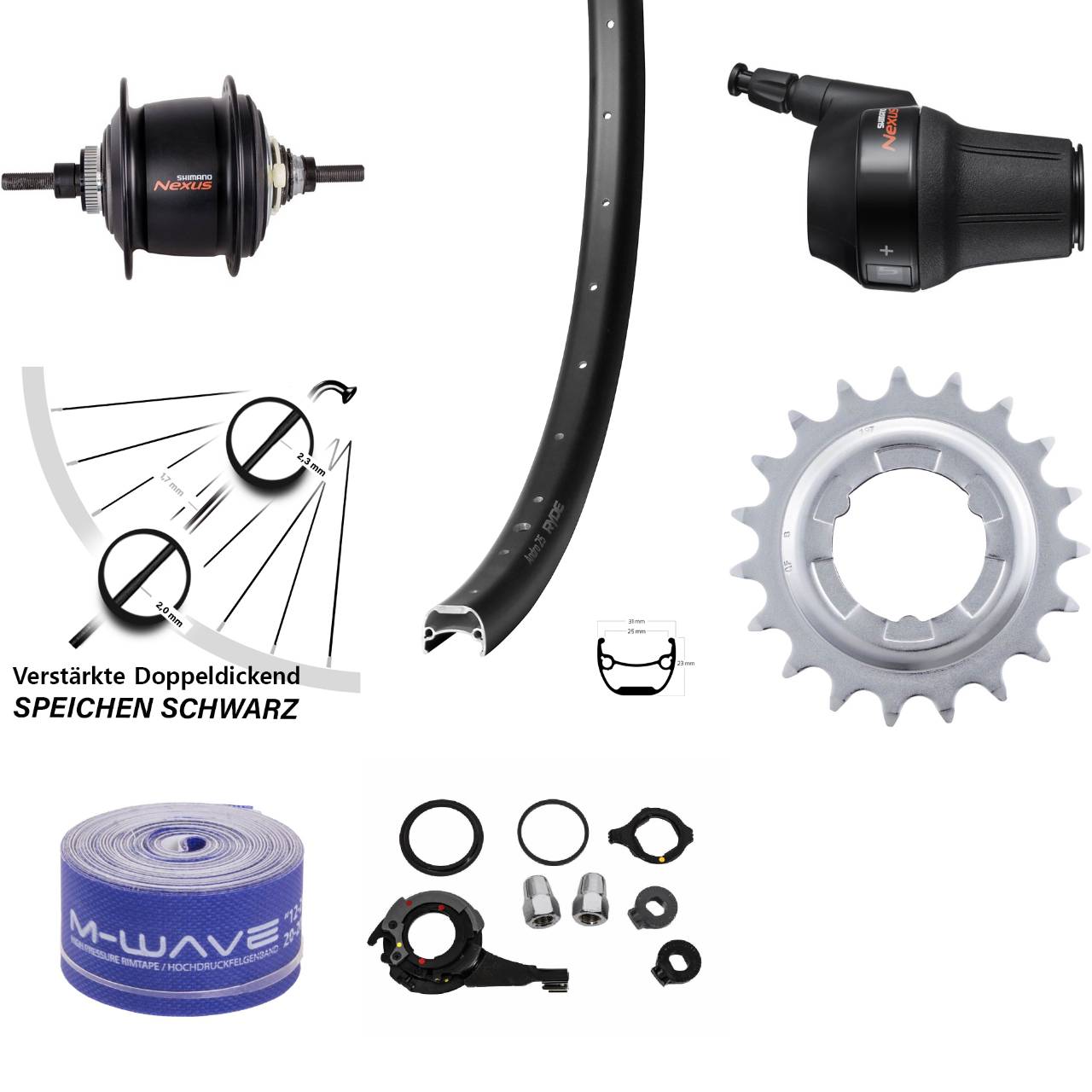 28 Zoll Hinterrad Ryde Andra 25 8-Gang Centerlock