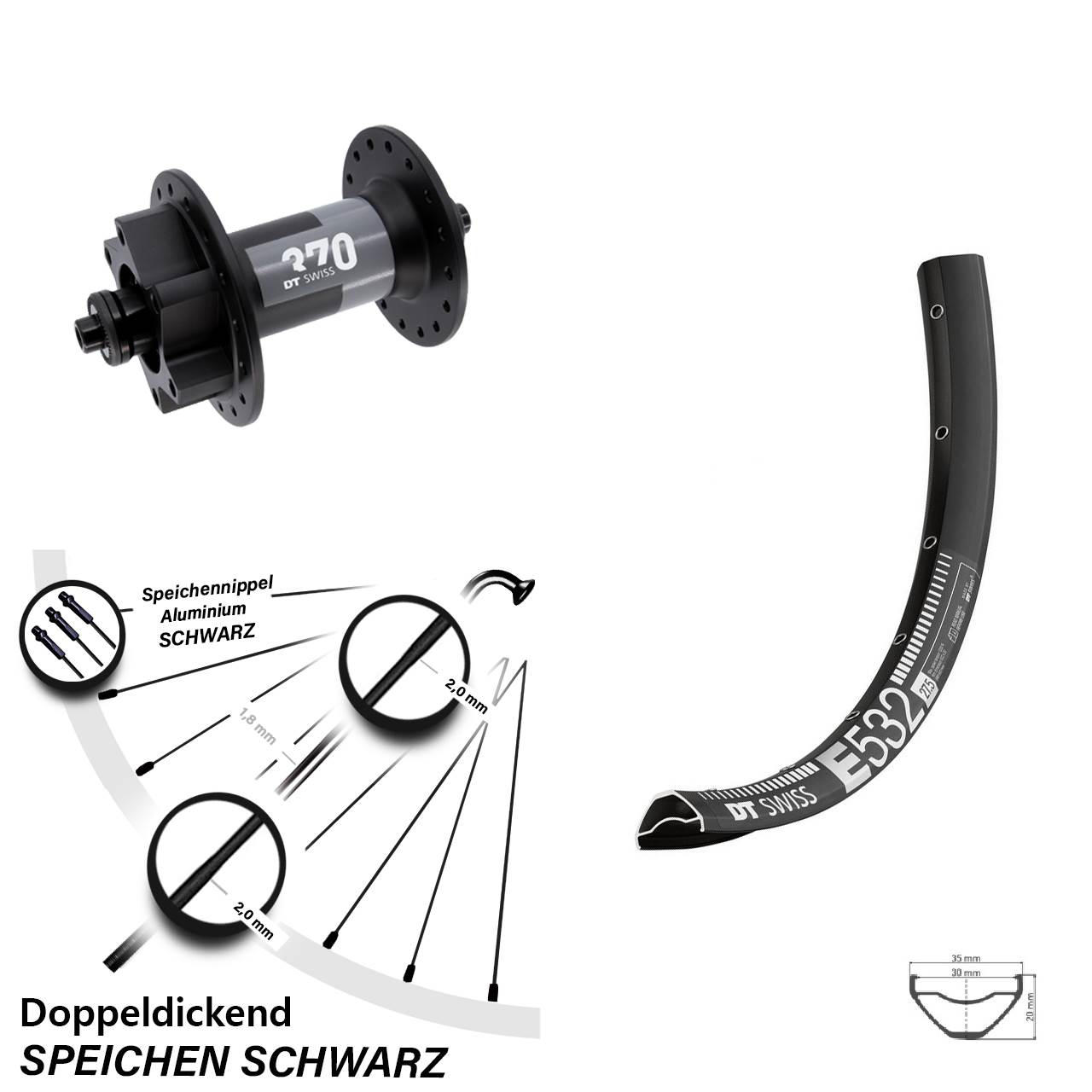 Disc Vorderrad 27,5 Zoll DT Swiss E532-370 QR