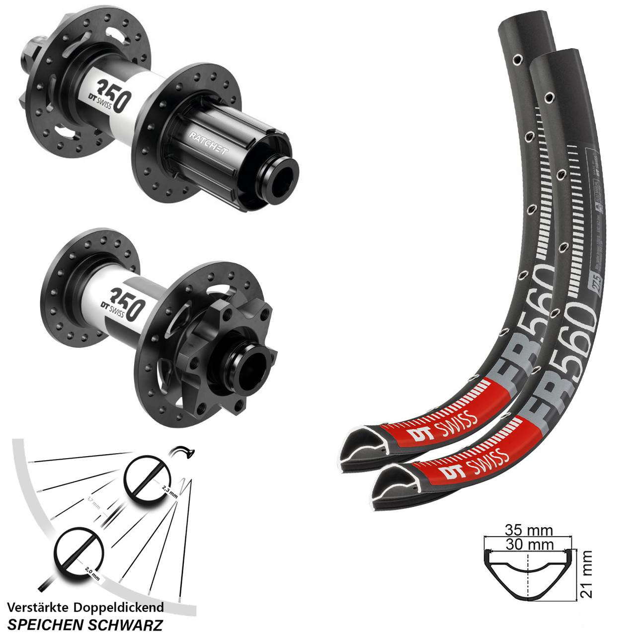 26 Zoll DT Swiss FR560 350 HG Disc Laufradsatz 15x110/12x148