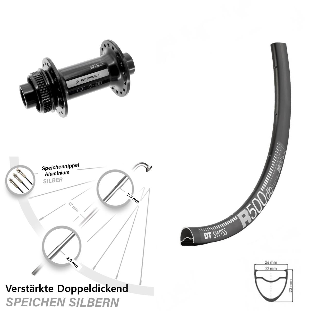 29 Zoll DT Swiss R500-370 Disc Laufrad 12x100