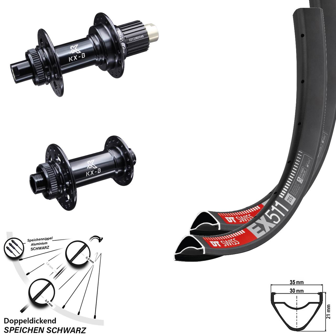 Centerlock Laufradsatz 29 Zoll DT Swiss EX511 KX-B Shimano Micro Spline Boost