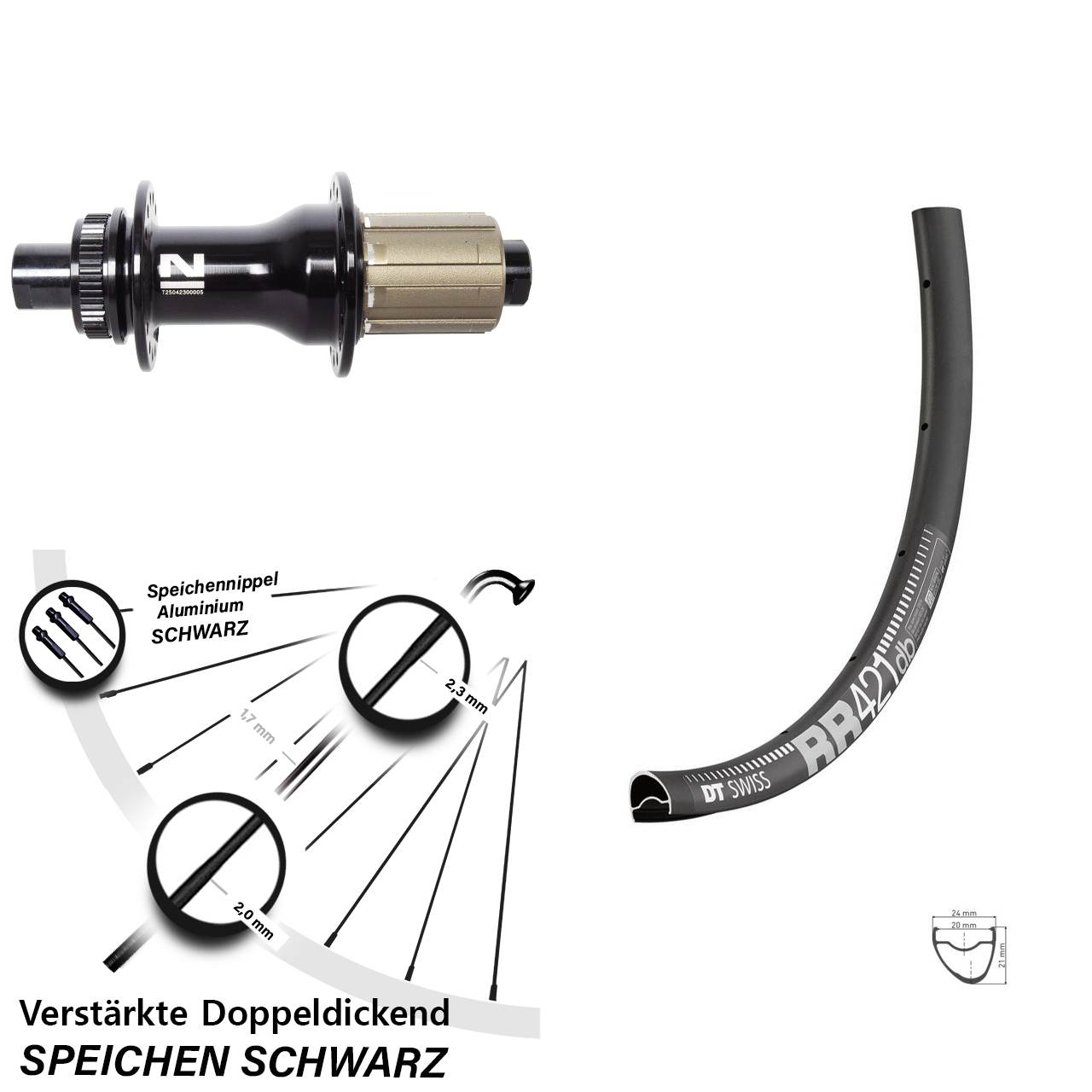 28 Zoll DT Swiss RR421 Novatec D792SB Centerlock Hinterrad 12x142 8-12 fach HG