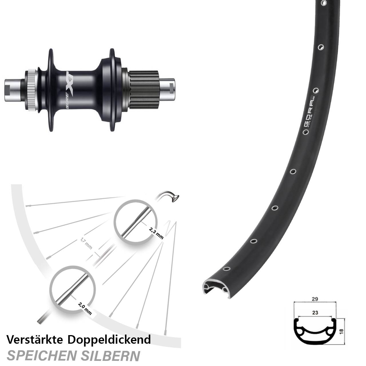 Gora 23 Shimano Deore XT FH-M8110 26 Zoll Centerlock Hinterrad 12x142 Micro Spline