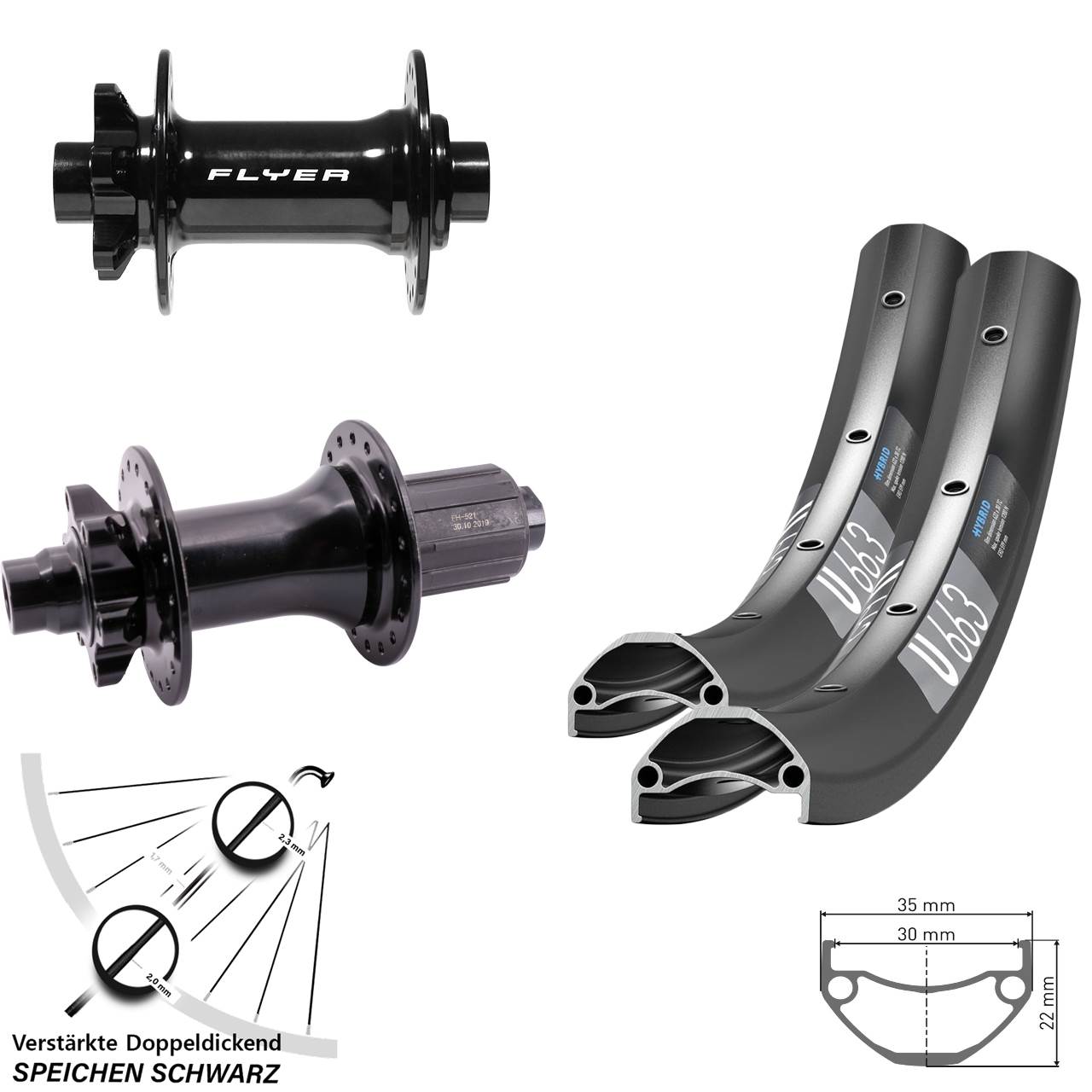 Disc Laufrad-Satz 20/27,5 Zoll DT Swiss U 663 Formula DC711 ECT-148S 8-11 fach Boost