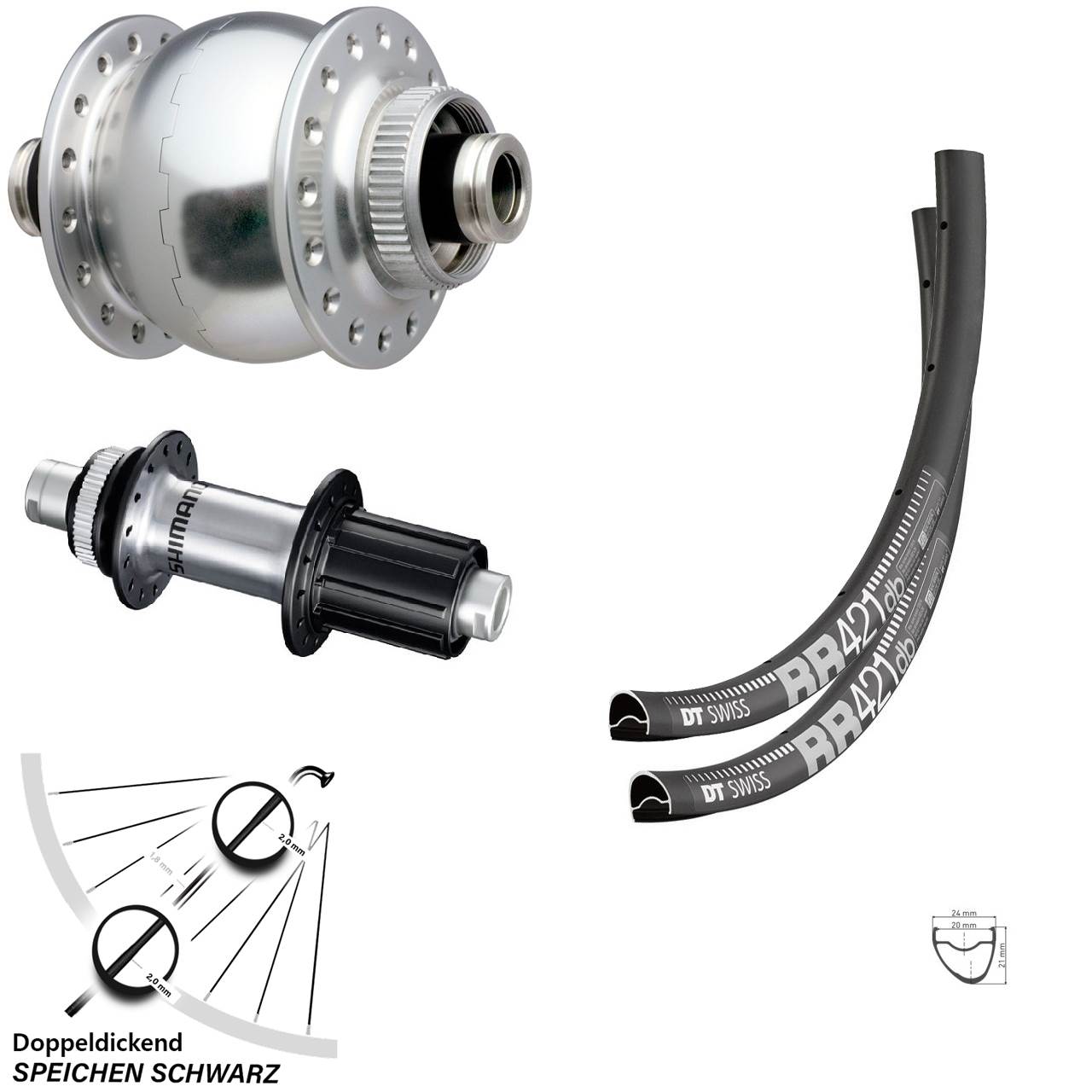 Laufradsatz 12x100/142 28 Zoll DT Swiss RR 421 SONdelux Shimano FH-RS770 8-12 fach HG