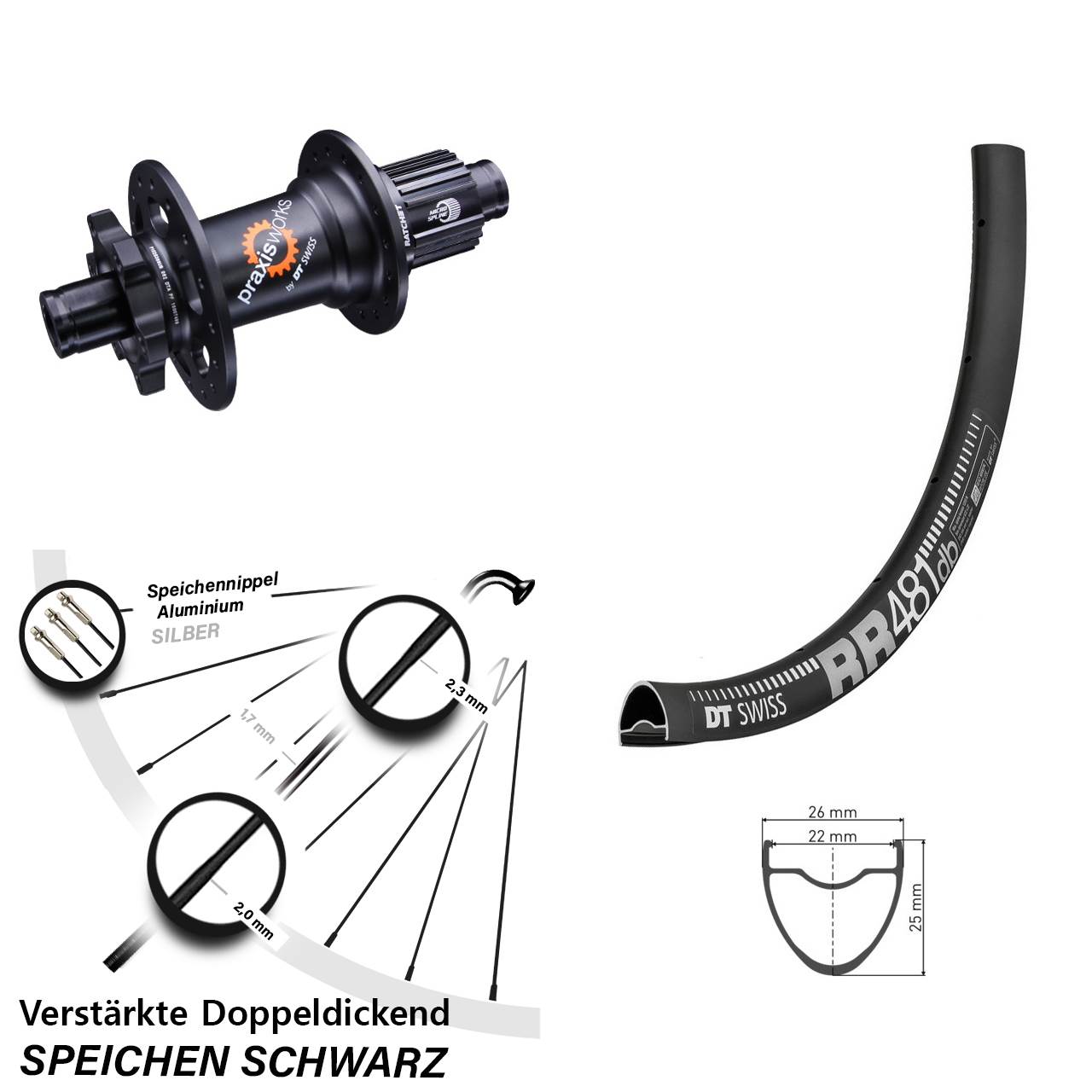 Disc Hinterrad 28 Zoll DT Swiss RR 481 350 Micro Spline 12x142