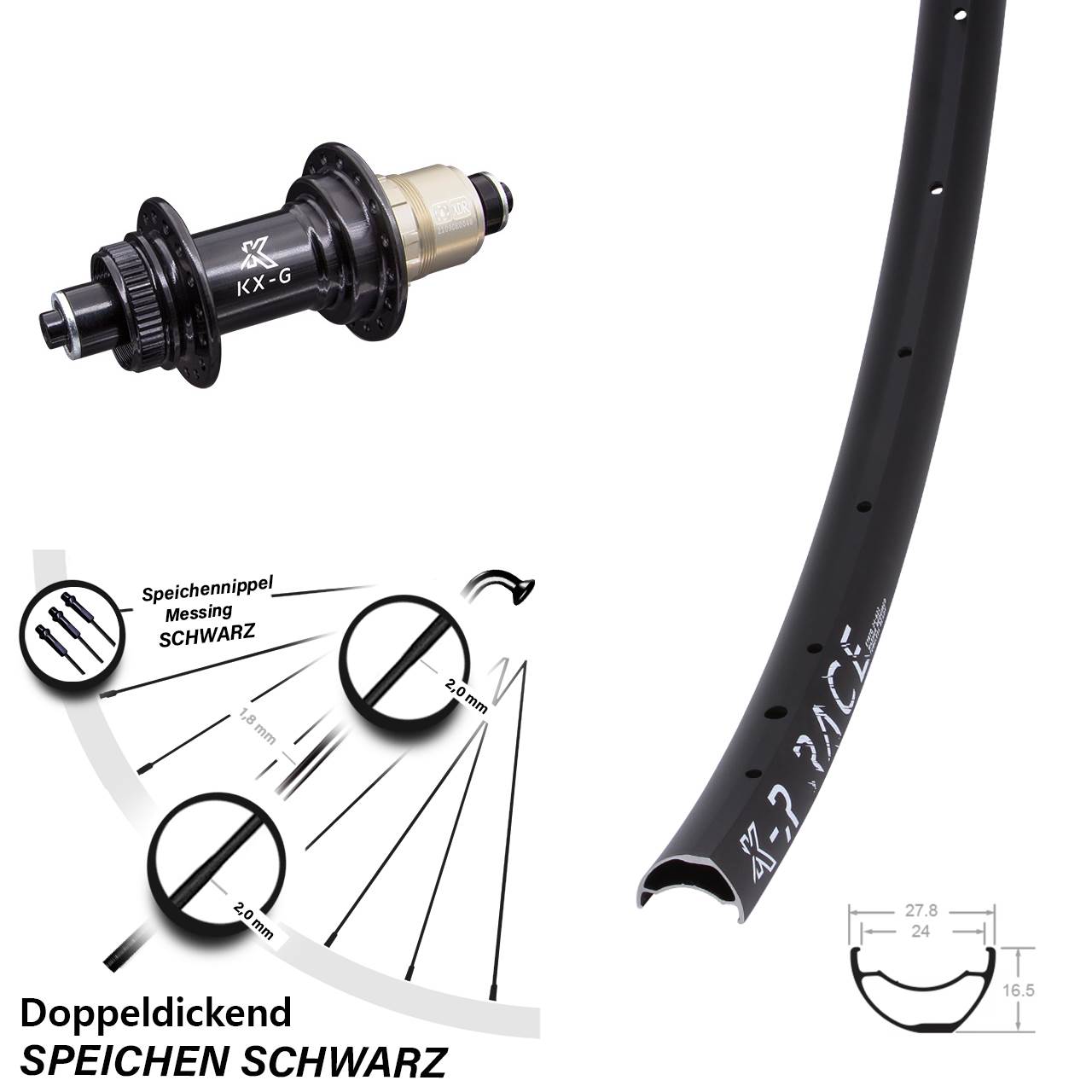 28-29 Zoll KX-GR Race XD-R Hinterrad Centerlock für Schnellspanner