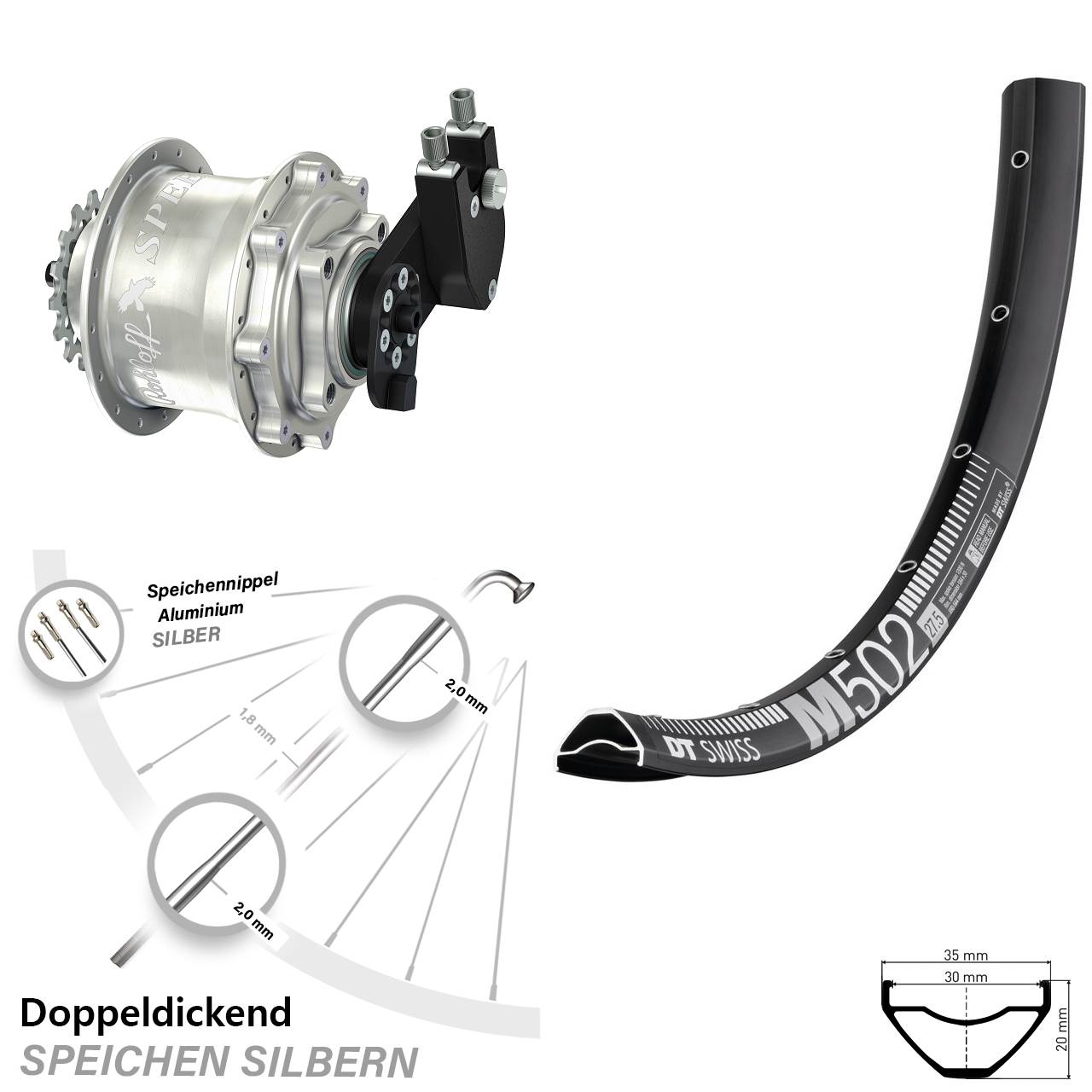 27,5 Zoll DT Swiss M502 Rohloff Speedhub CC DB OEM