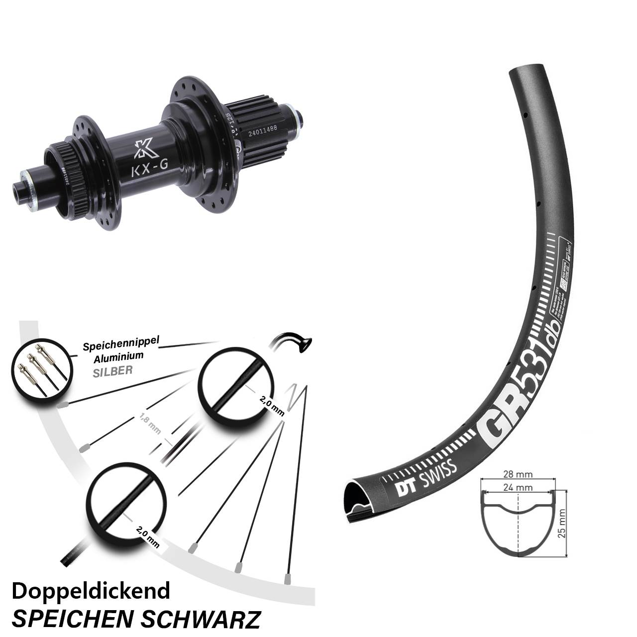 27,5 Zoll DT Swiss GR 531 Hinterrad KX-G Micro Spline