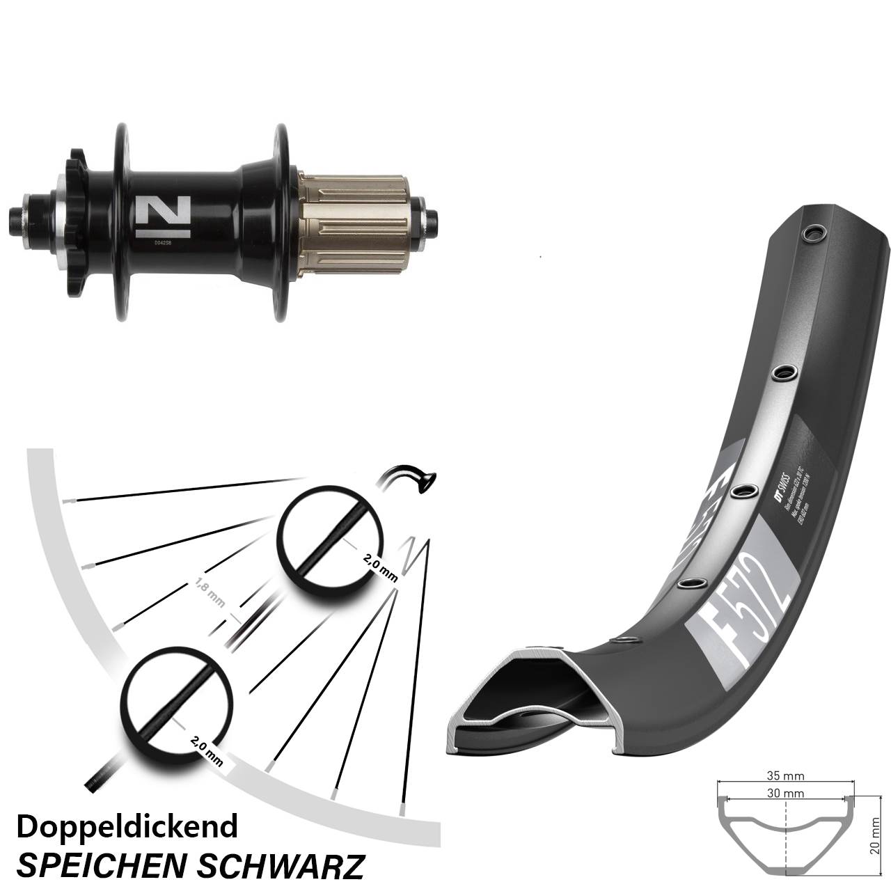 6-Loch Hinterrad 29 Zoll DT Swiss F572 Novatec D042 8-11 fach für Schnellspanner