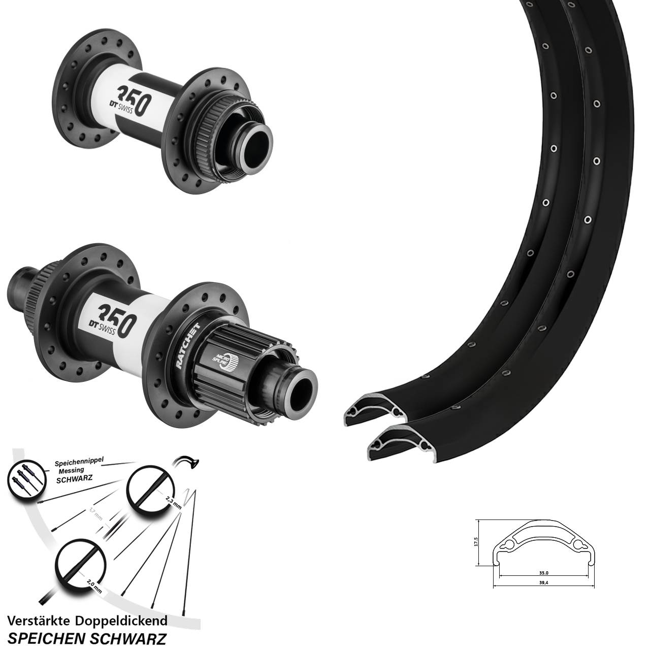 Ryde Disc 35 DT Swiss 350 29 Zoll Laufradsatz Centerlock 15x100 12x142 Micro Spline