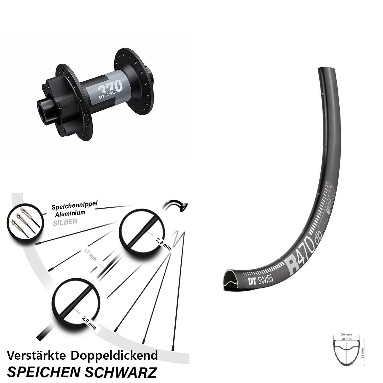 6-Loch Vorderrad 28 Zoll DT Swiss R470-370 12x100