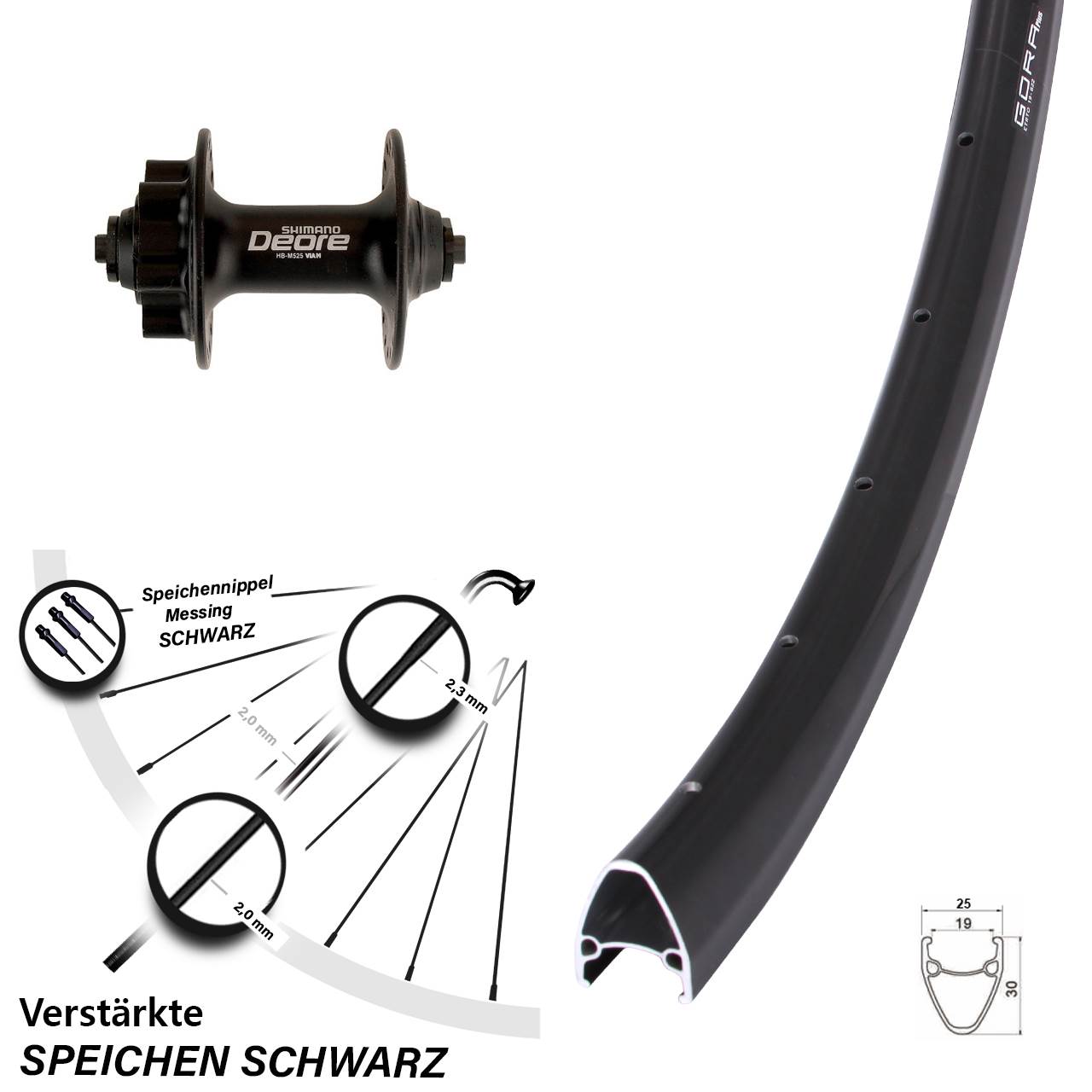 Gora Plus Shimano Deore 28 Zoll 6-Loch Vorderrad QR