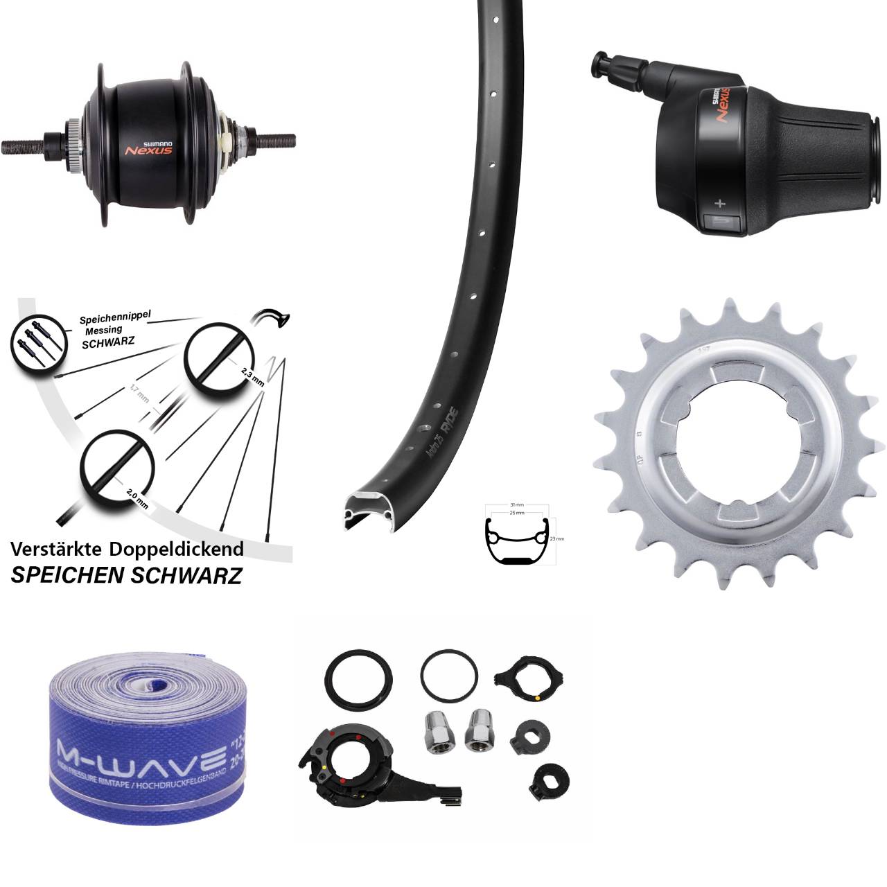 Hinterrad 28 Zoll Ryde Andra 25 Shimano Nexus 8 Gang Centerlock