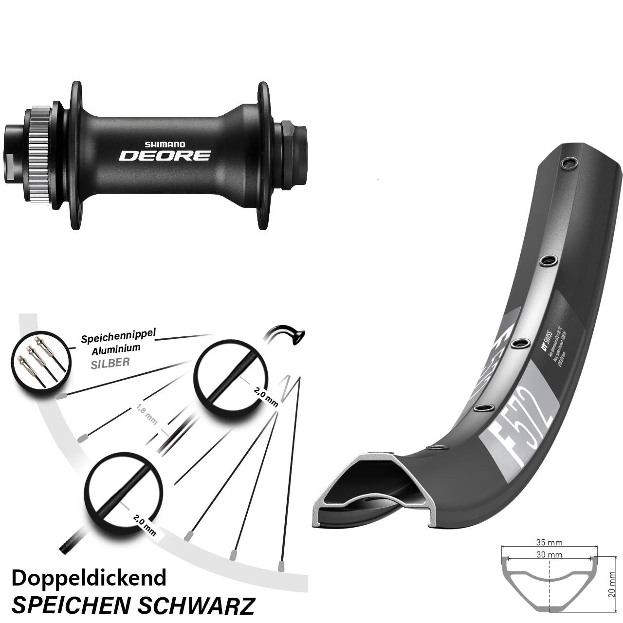 DT Swiss F 572 Shimano Deore 650B Vorderrad Centerlock 15x110 Boost