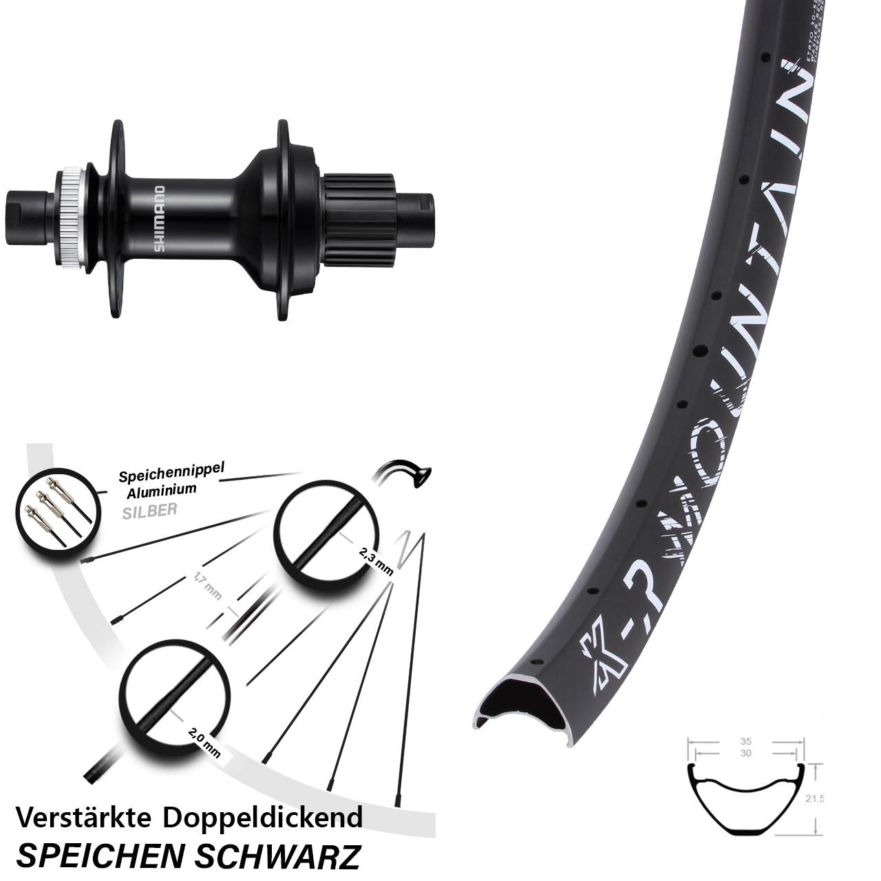Disc Hinterrad 12x148 27,5 Zoll KX-R Mountain Shimano FH-MT510B Micro Spline