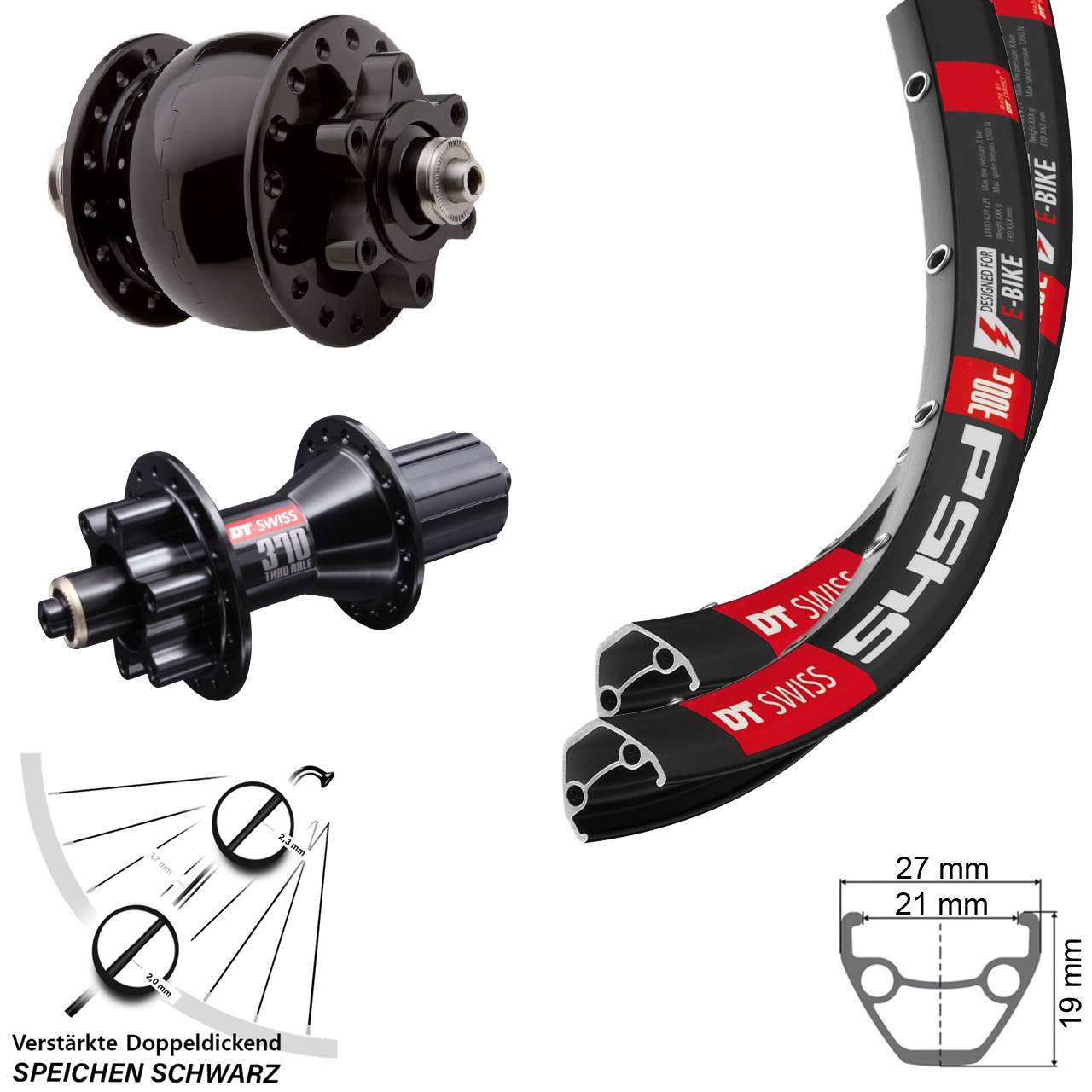 28 Zoll DT Swiss 545 DT Swiss 370 Hybrid SON 28 Disc Laufrad-Satz QR 8-11 fach