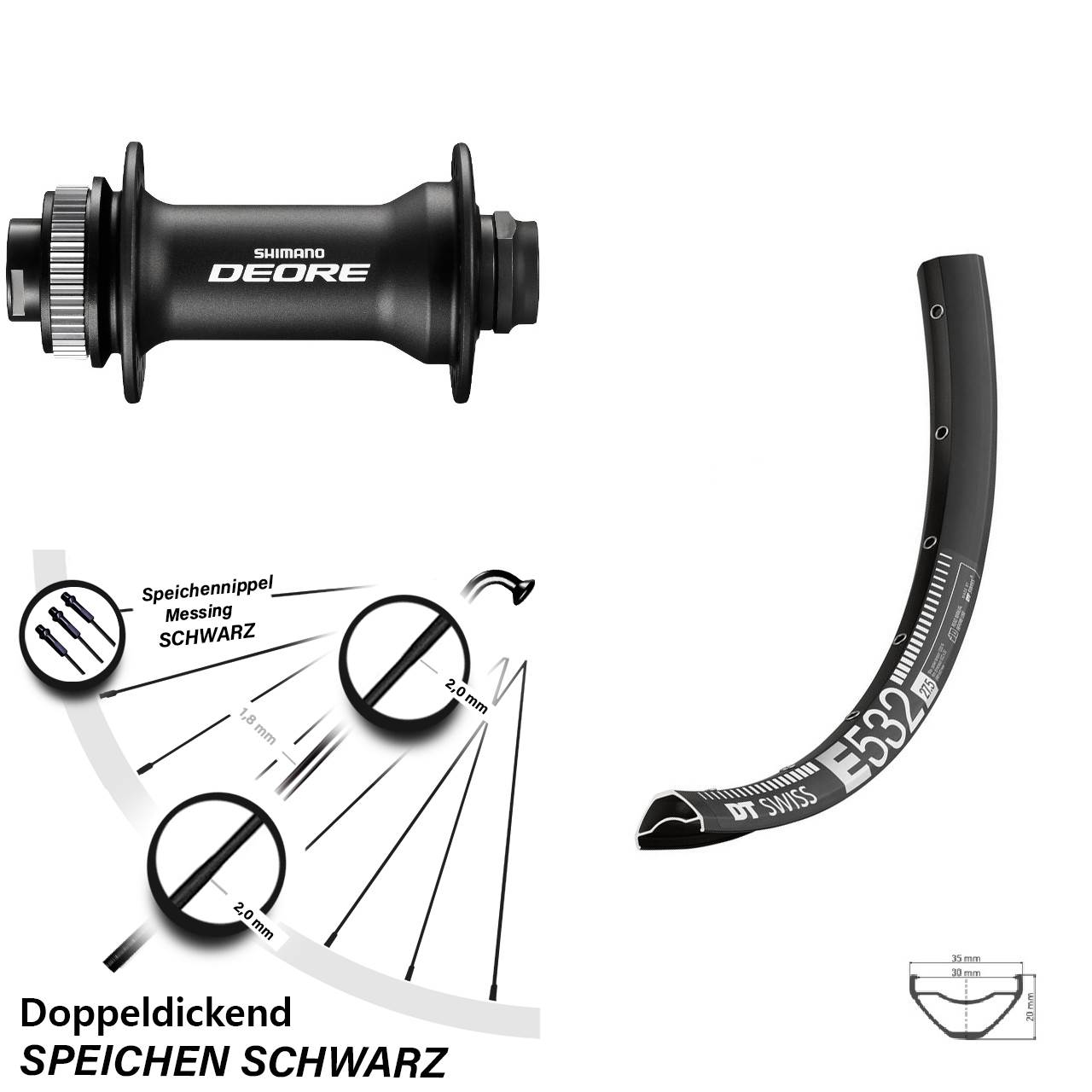 Boost Disc Vorderrad 15x110 29 Zoll DT Swiss E 532 Shimano Deore